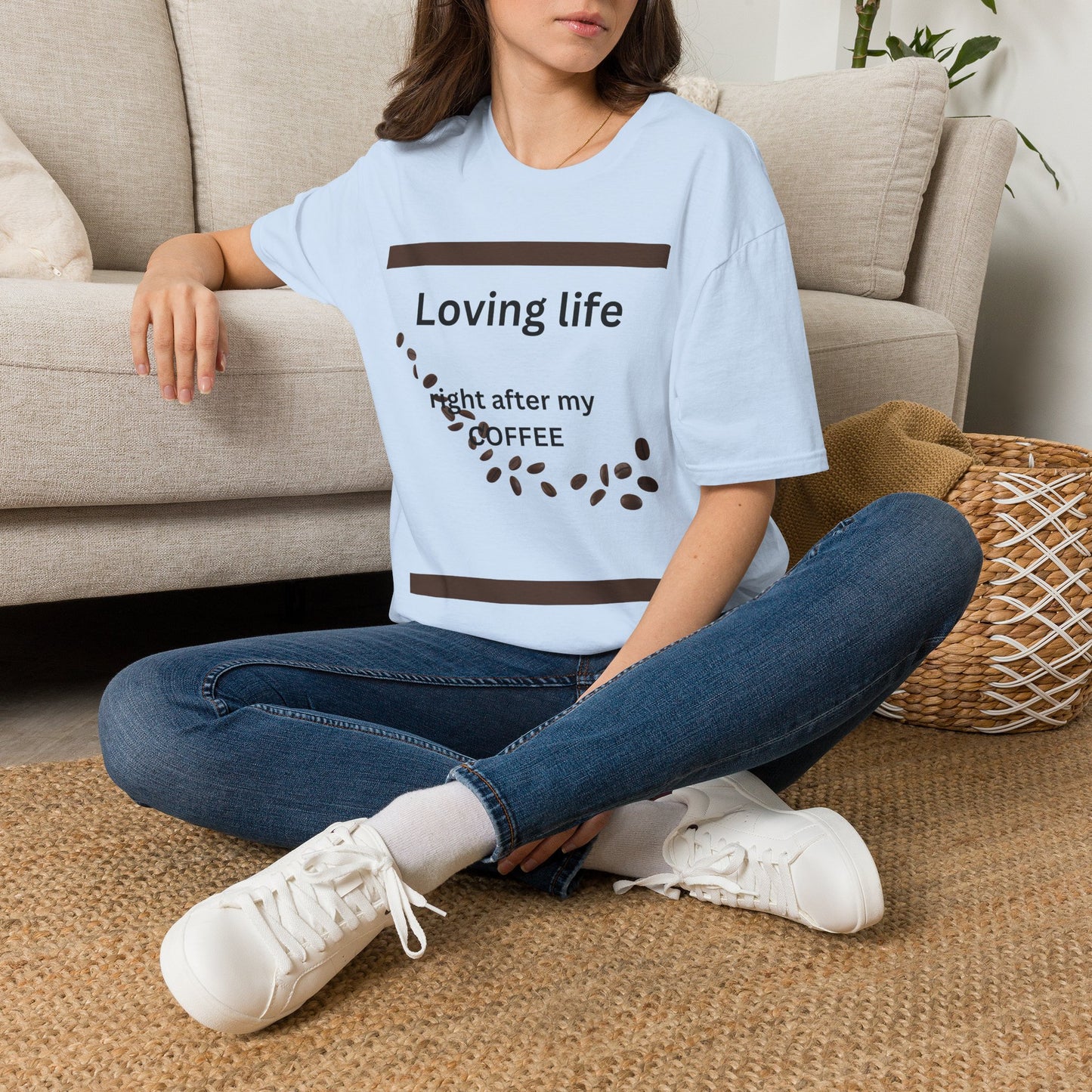 T-Shirt — "Loving life right after my coffee" Coffee Lover Graphic Tee