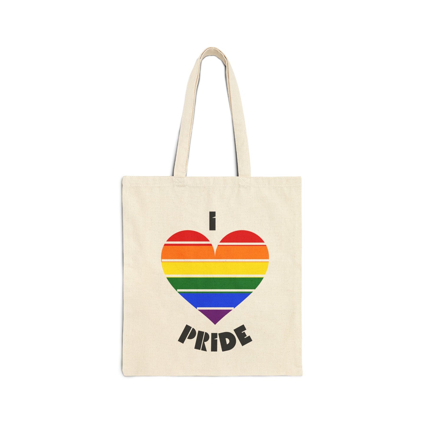 Pride Heart Tote Bag — Rainbow 'I Heart Pride' Cotton Canvas Shopper