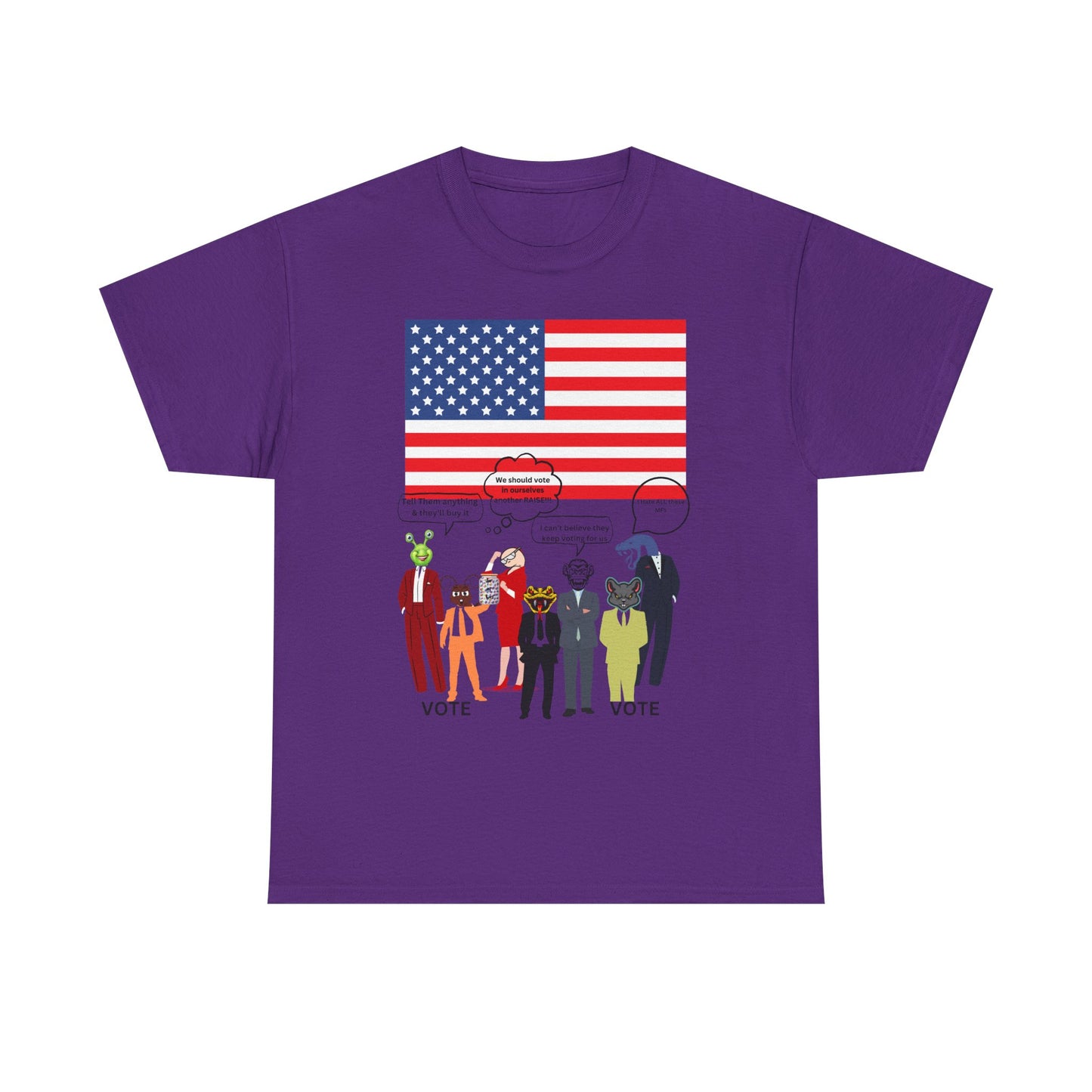 Patriotic 'Vote' Graphic Tee — American Flag Politicians-Lizard Forms Encouraging Voting
