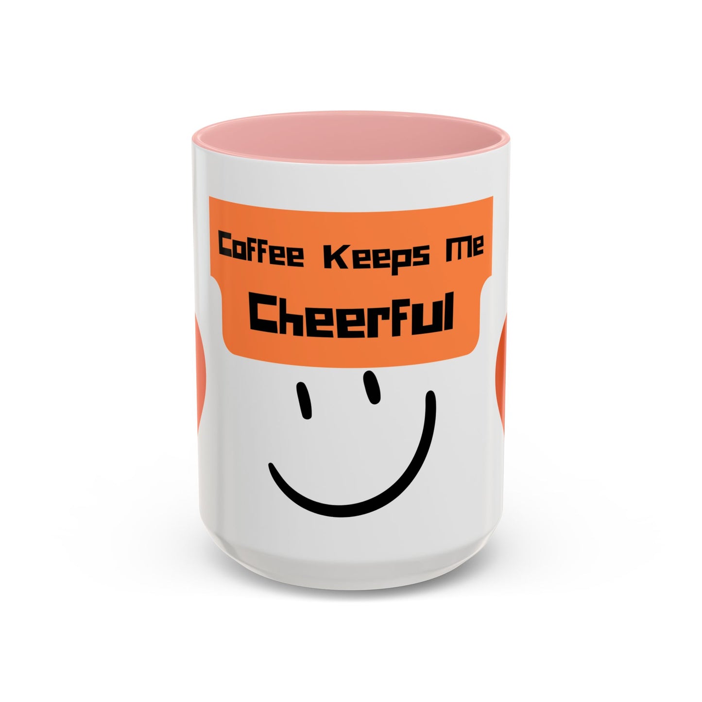 Coffee Keeps Me Cheerful Accent Mug — Smiley Heart 11/15oz