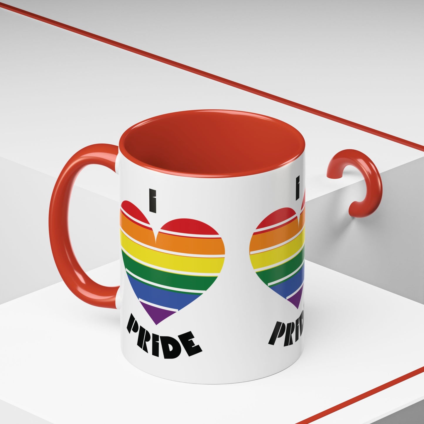 I Heart Pride Accent Coffee Mug – Rainbow Love 11/15oz