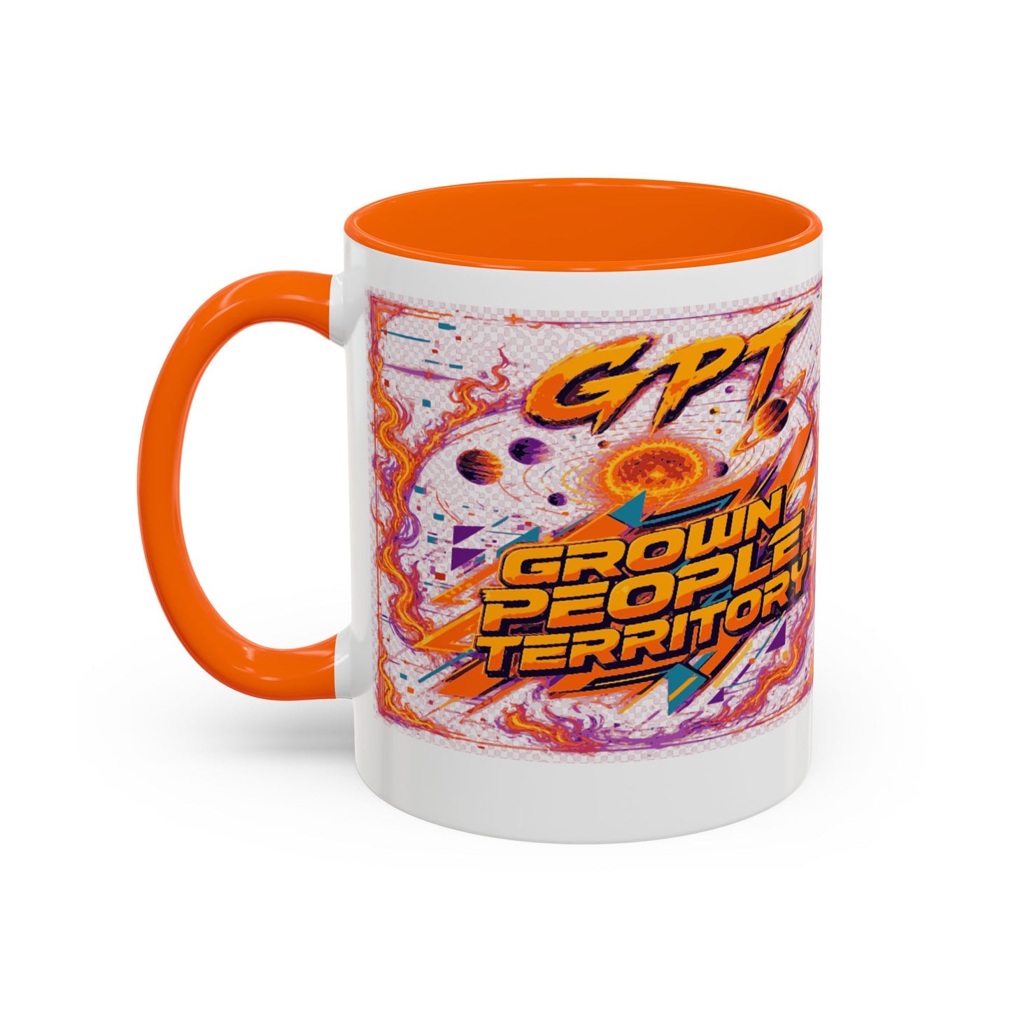 Accent Coffee Mug — "GPT: Grown People Territory" Bold Graphic Coffee Cup
