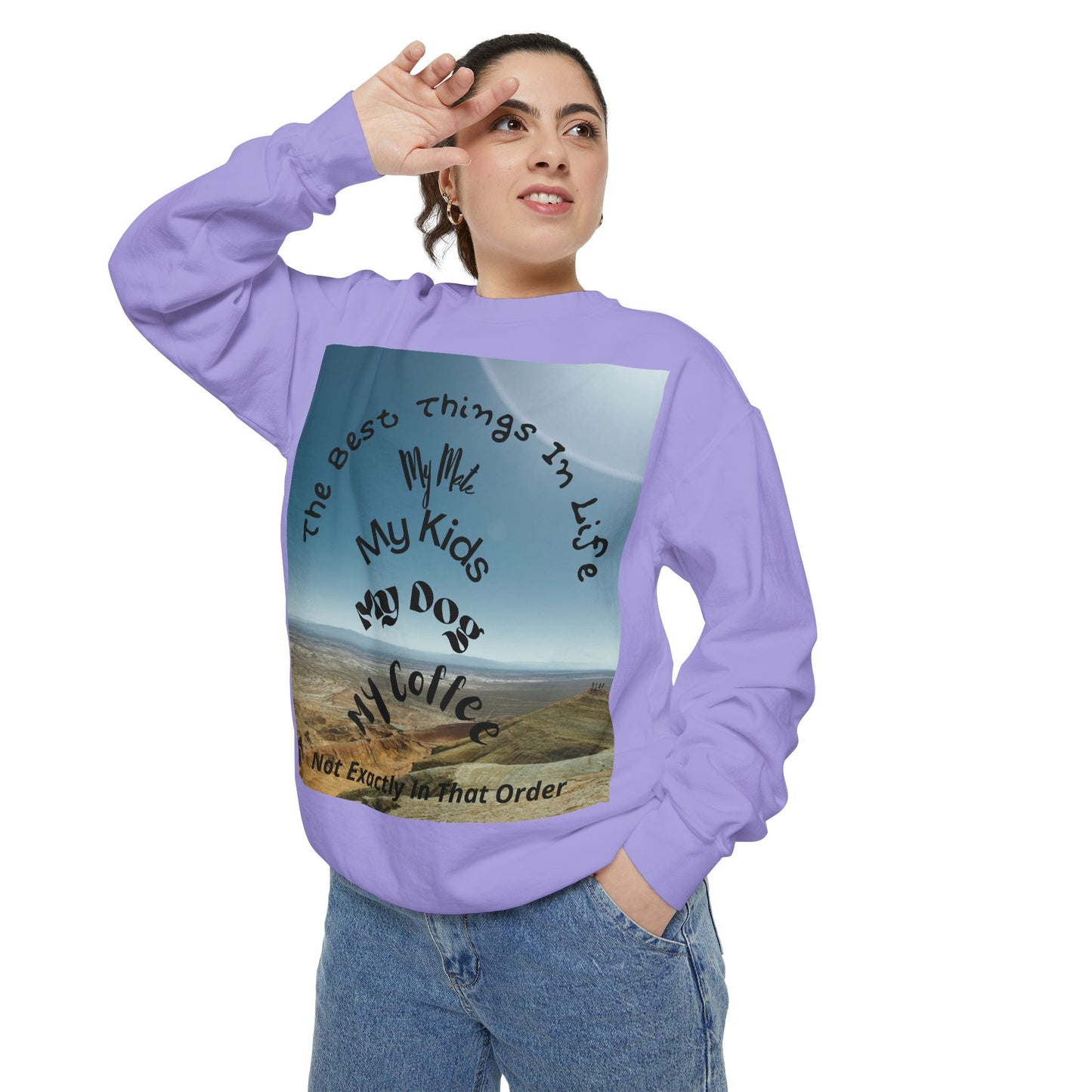 Coastal Family Vibes Sweatshirt — "The Best Things in Life" Graphic Crewneck