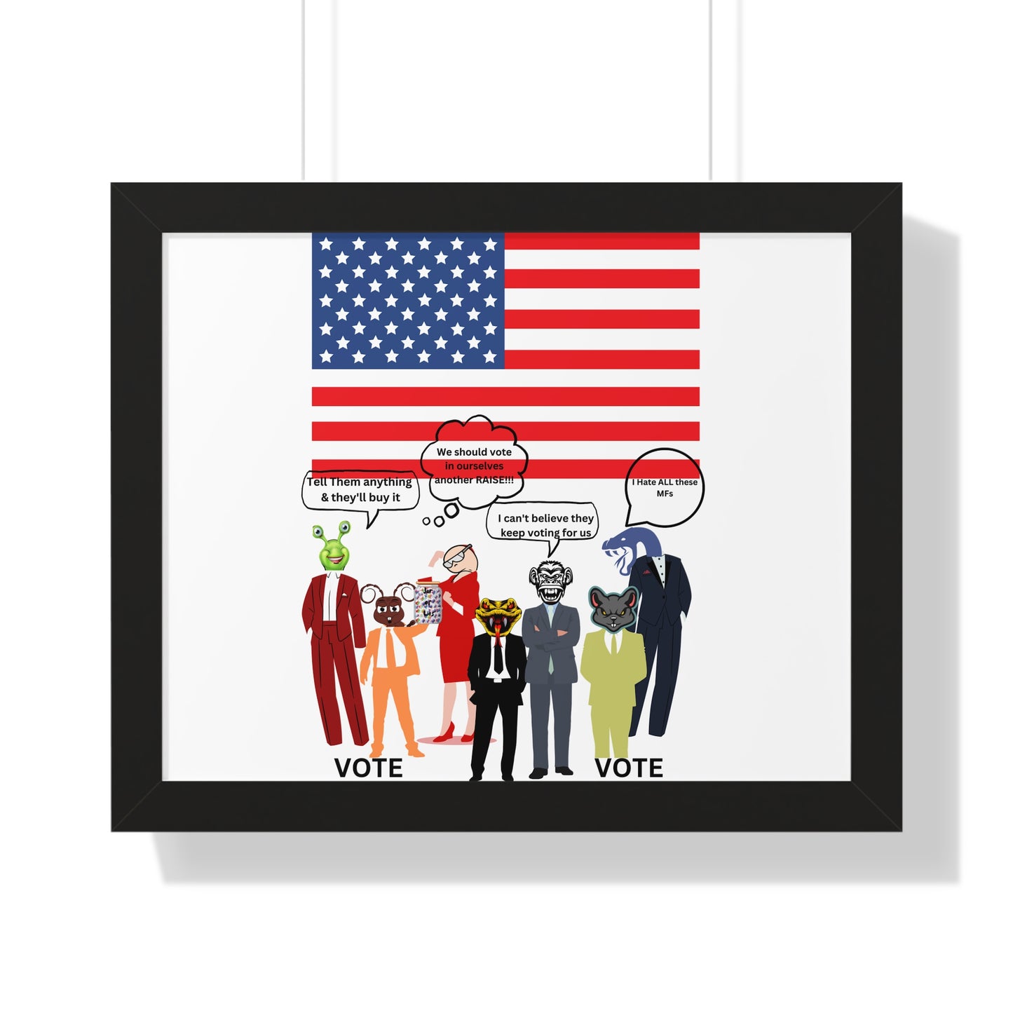Framed Poster — Patriotic Political Cartoon "Jar of Lies" Print