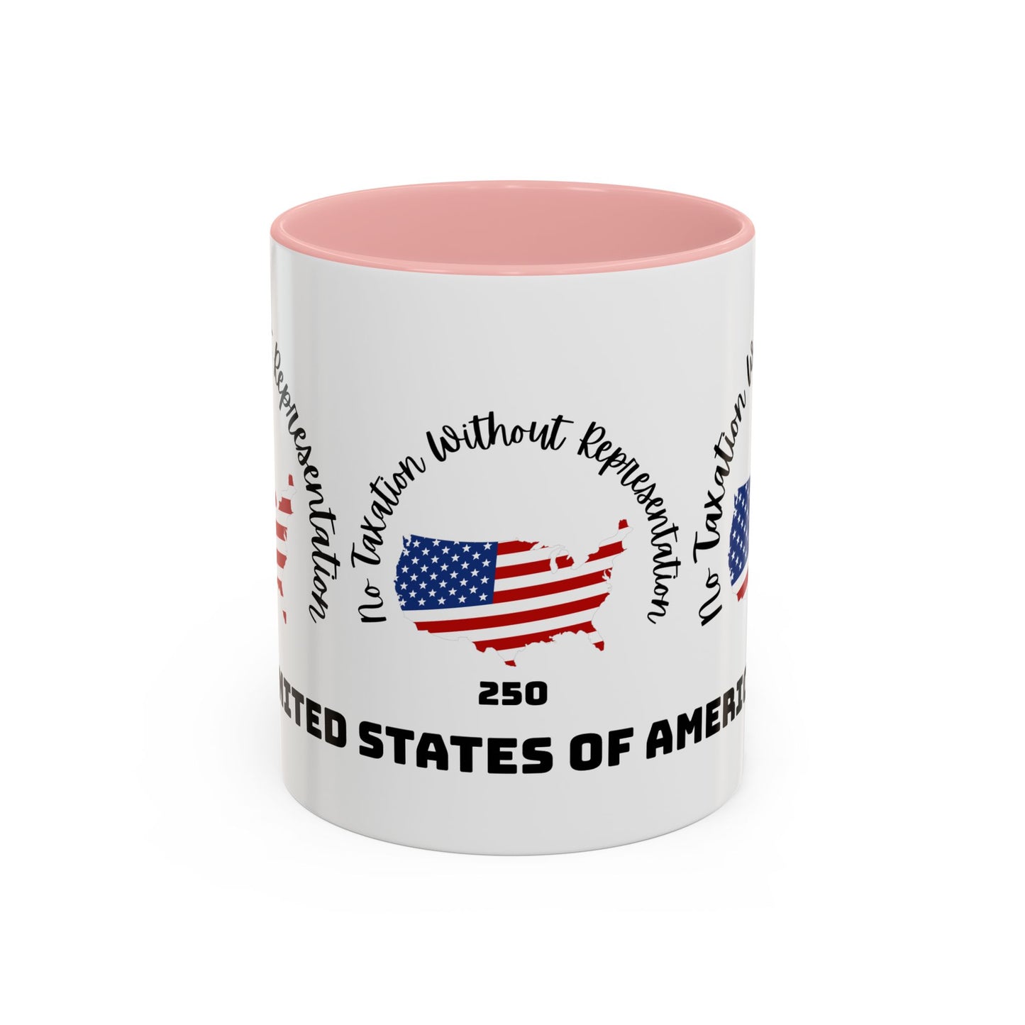 United States Map Flag Coffee Mug — "No Taxation Without Representation" 11/15oz Accent