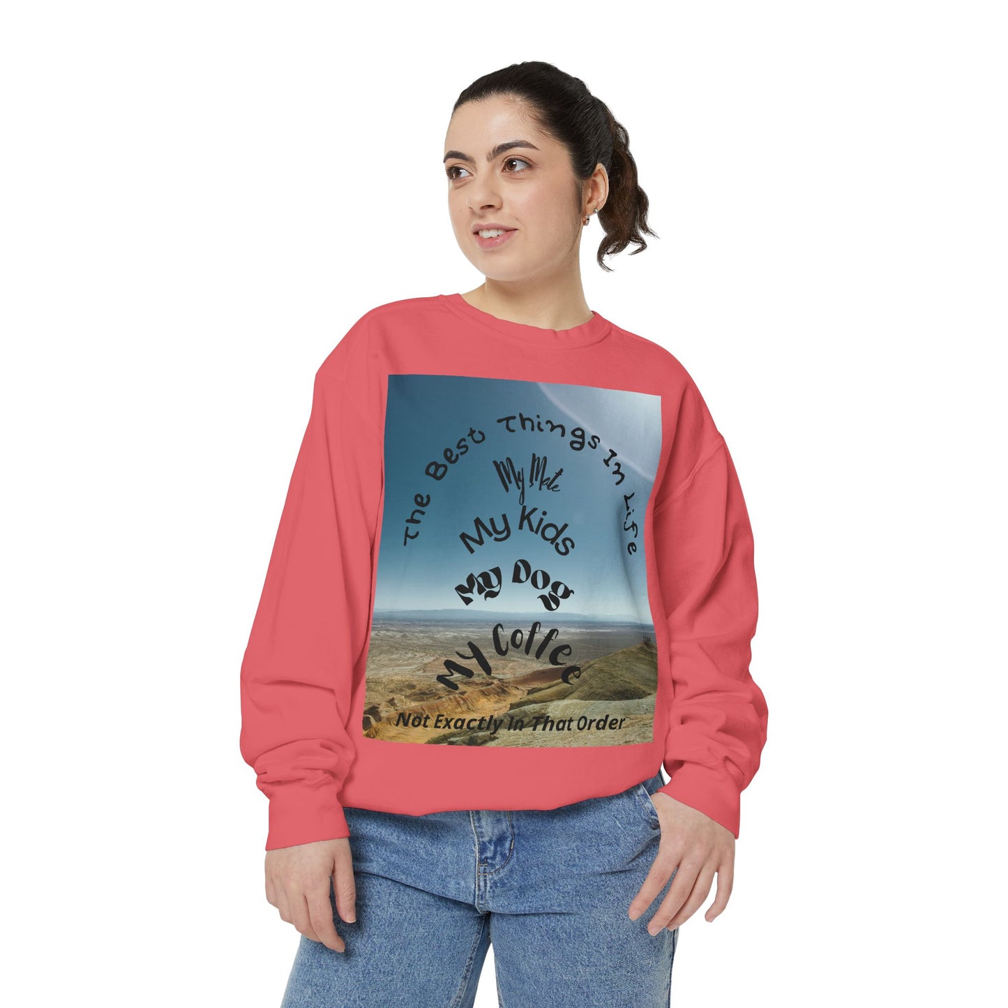 Coastal Family Vibes Sweatshirt — "The Best Things in Life" Graphic Crewneck