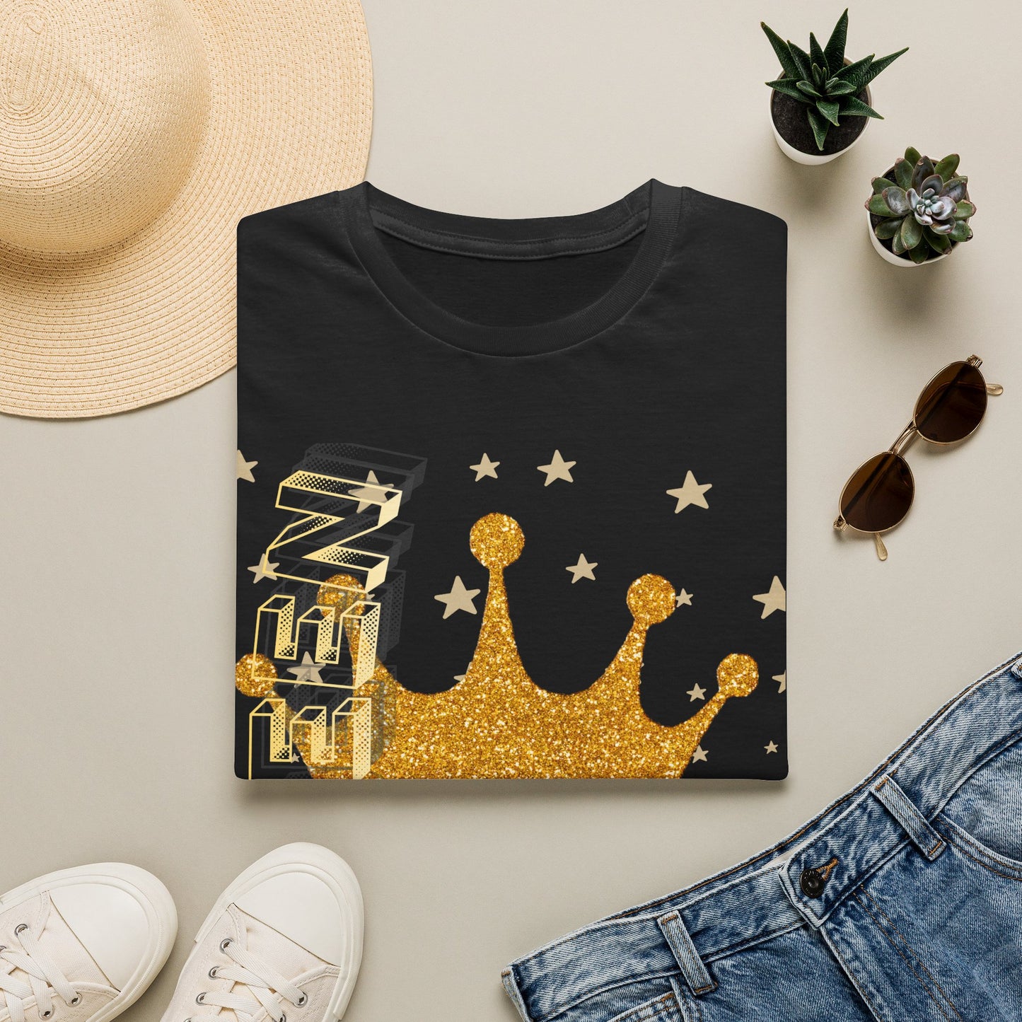 Gold Crown Tee — Glitter Queen Graphic T-Shirt