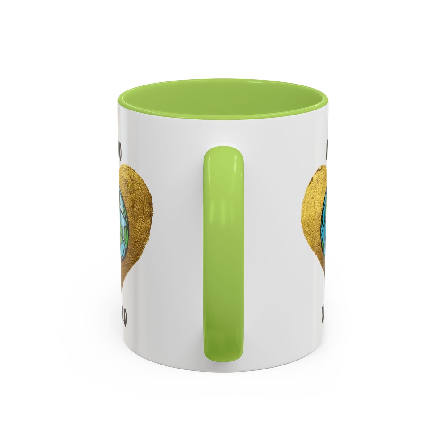 Hello World Coffee Mug — Heart Globe Accent 11oz