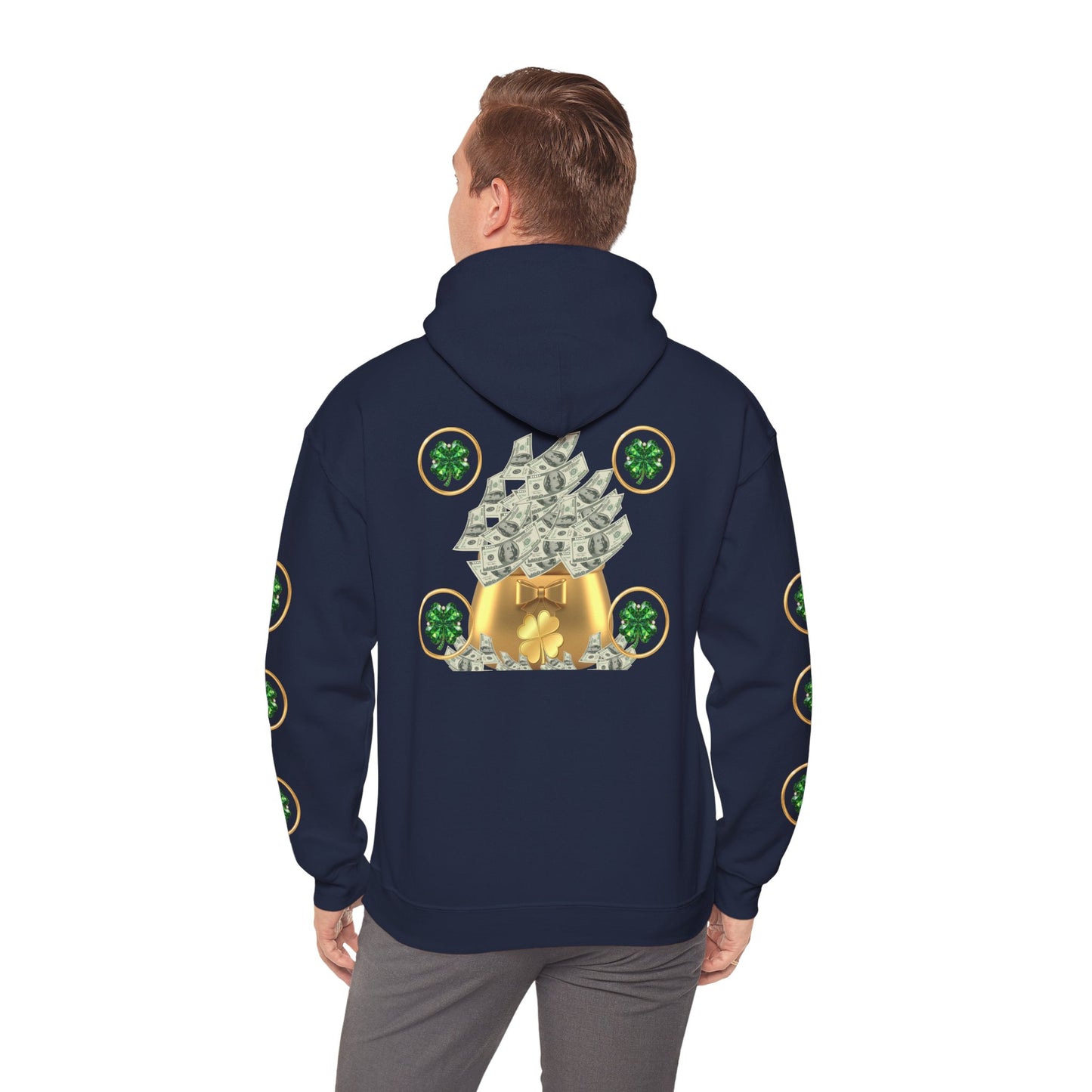 St. Patrick’s Day Lucky Pot Hoodie — Gold Pot of Money Shamrock Sweatshirt