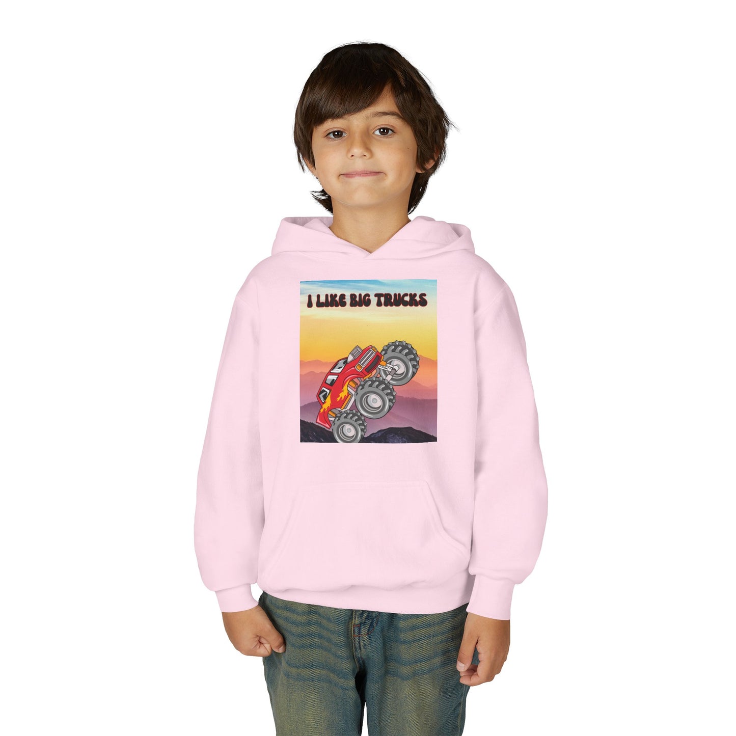 Youth Hoodie — "I Like Big Trucks" Monster Truck Graphic