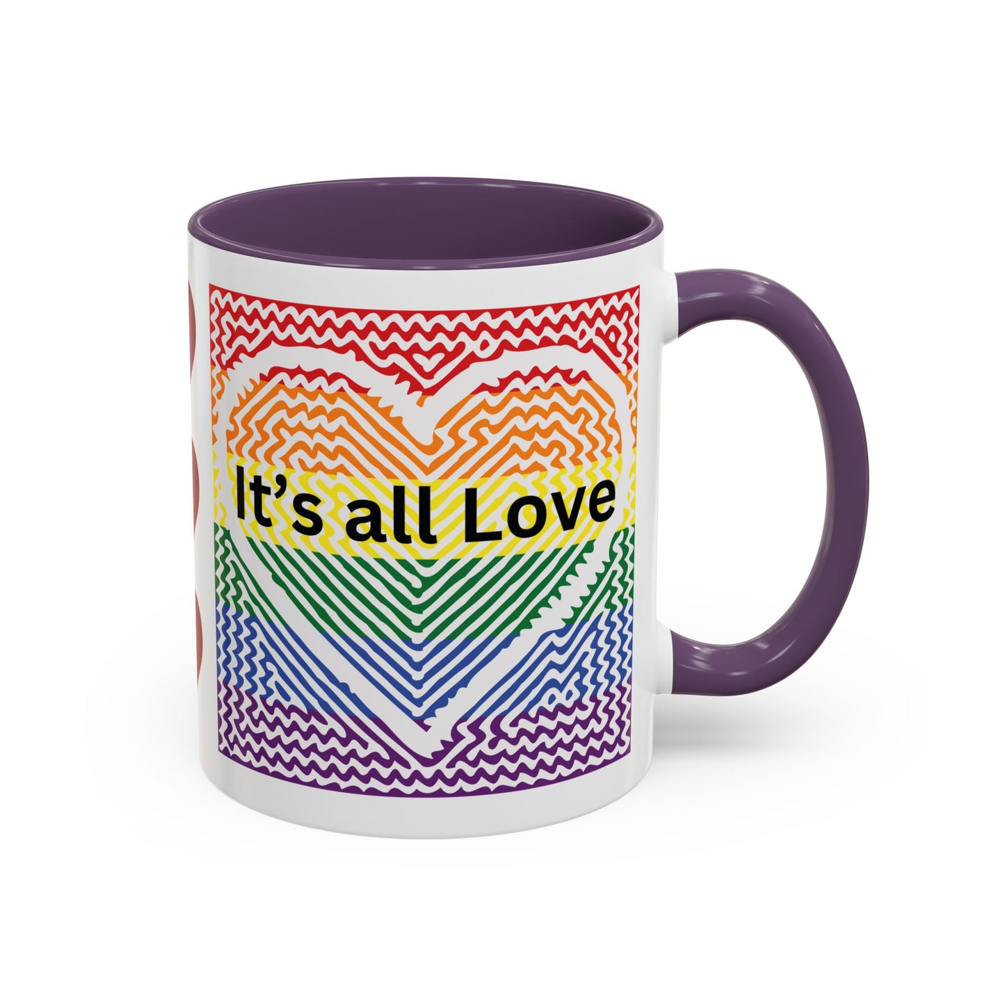 It's All Love Rainbow Heart Coffee Mug — Pride Accent Mug (11/15oz)