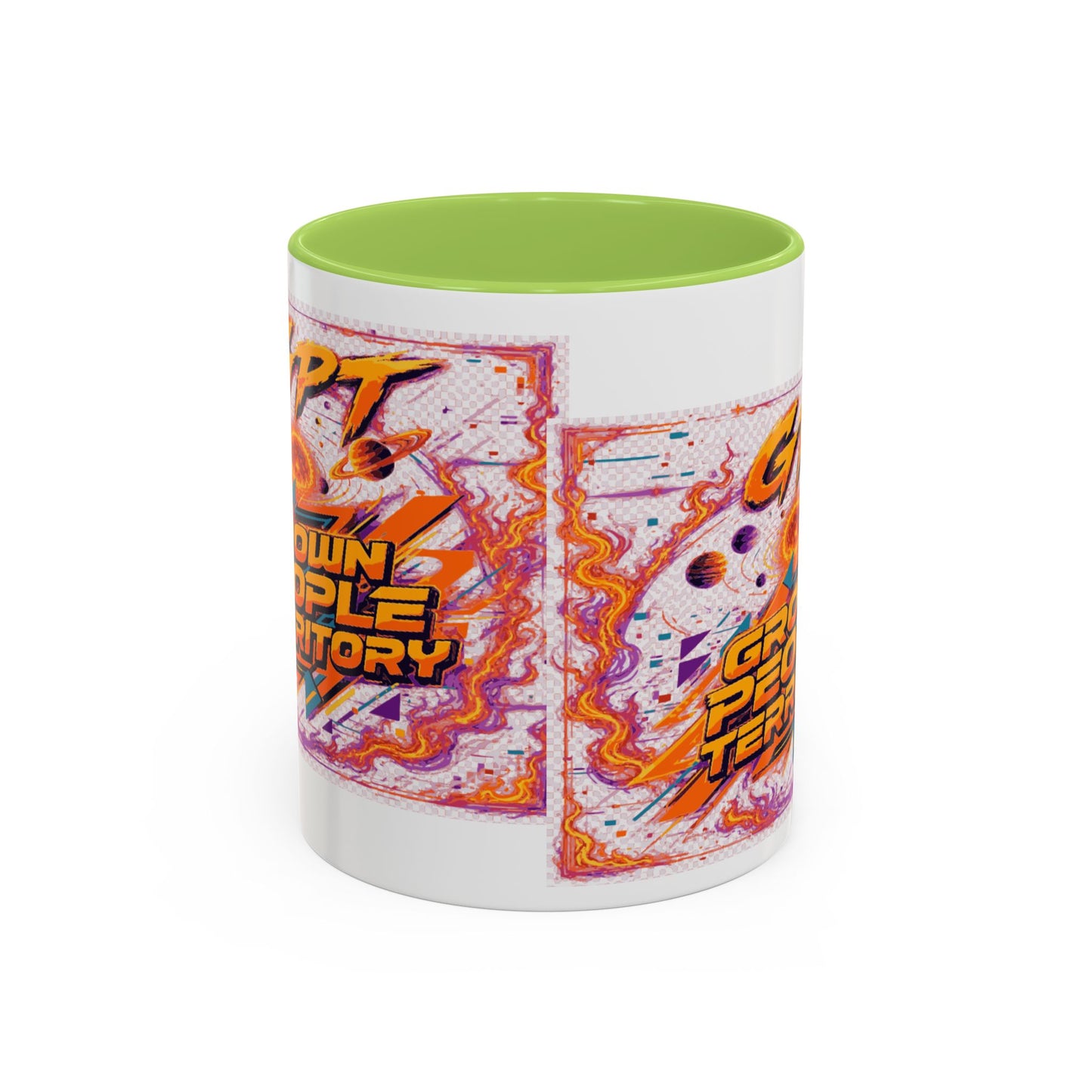 Accent Coffee Mug — "GPT: Grown People Territory" Bold Graphic Coffee Cup