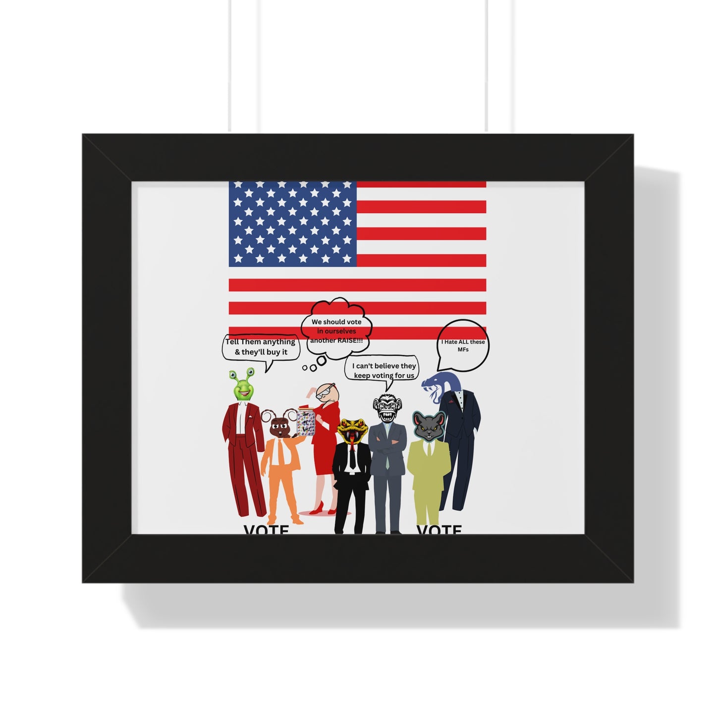 Framed Poster — Patriotic Political Cartoon "Jar of Lies" Print