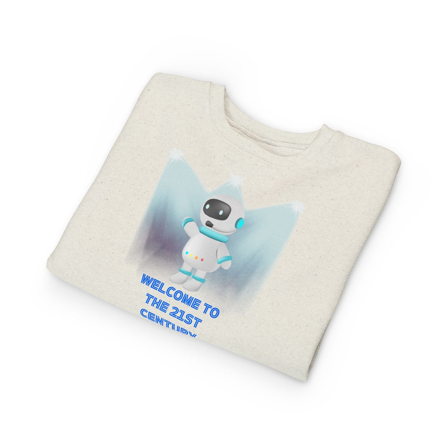 Toddler Sweatshirt - Cute Robot "Welcome to the 21st Century" Kids Crewneck