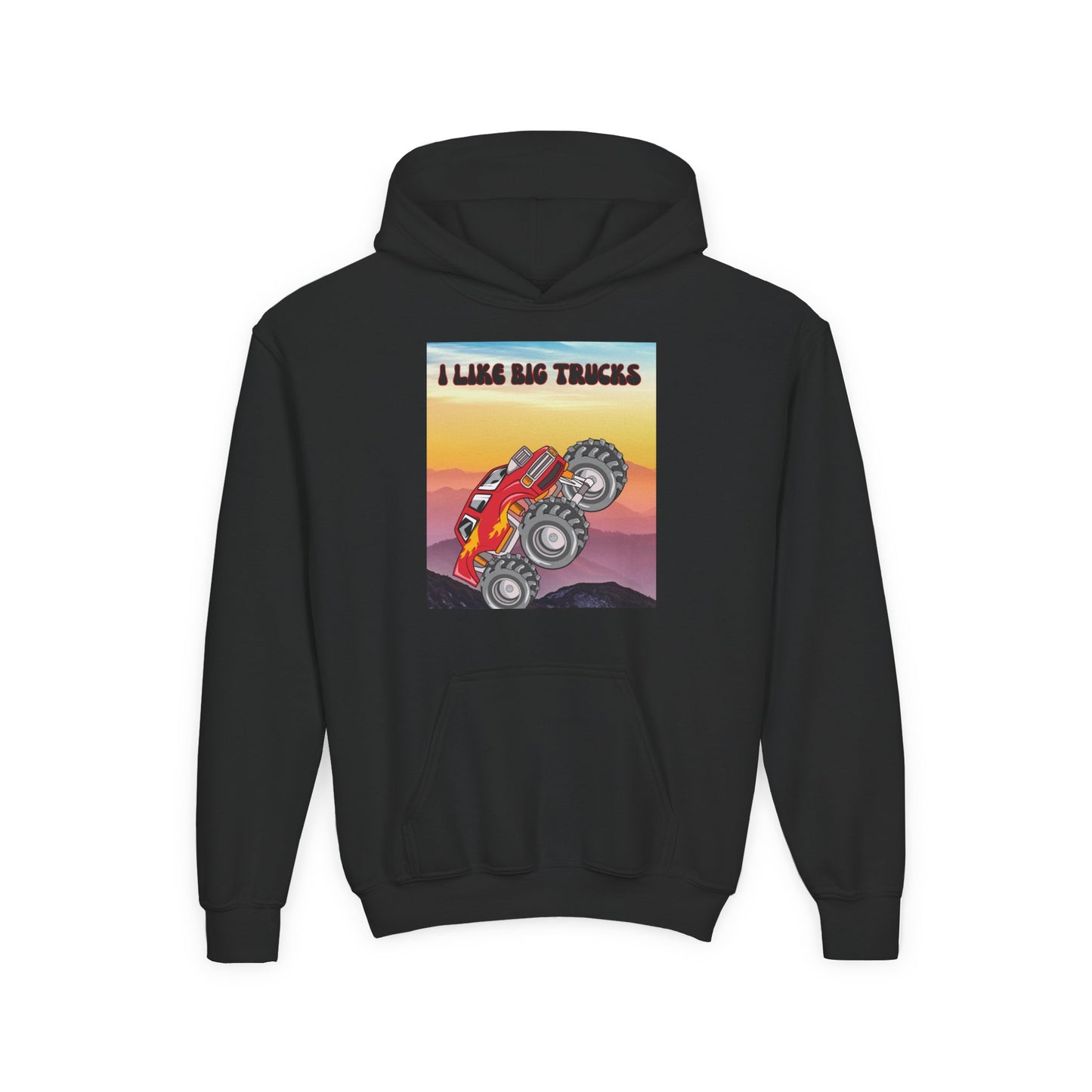 Youth Hoodie — "I Like Big Trucks" Monster Truck Graphic