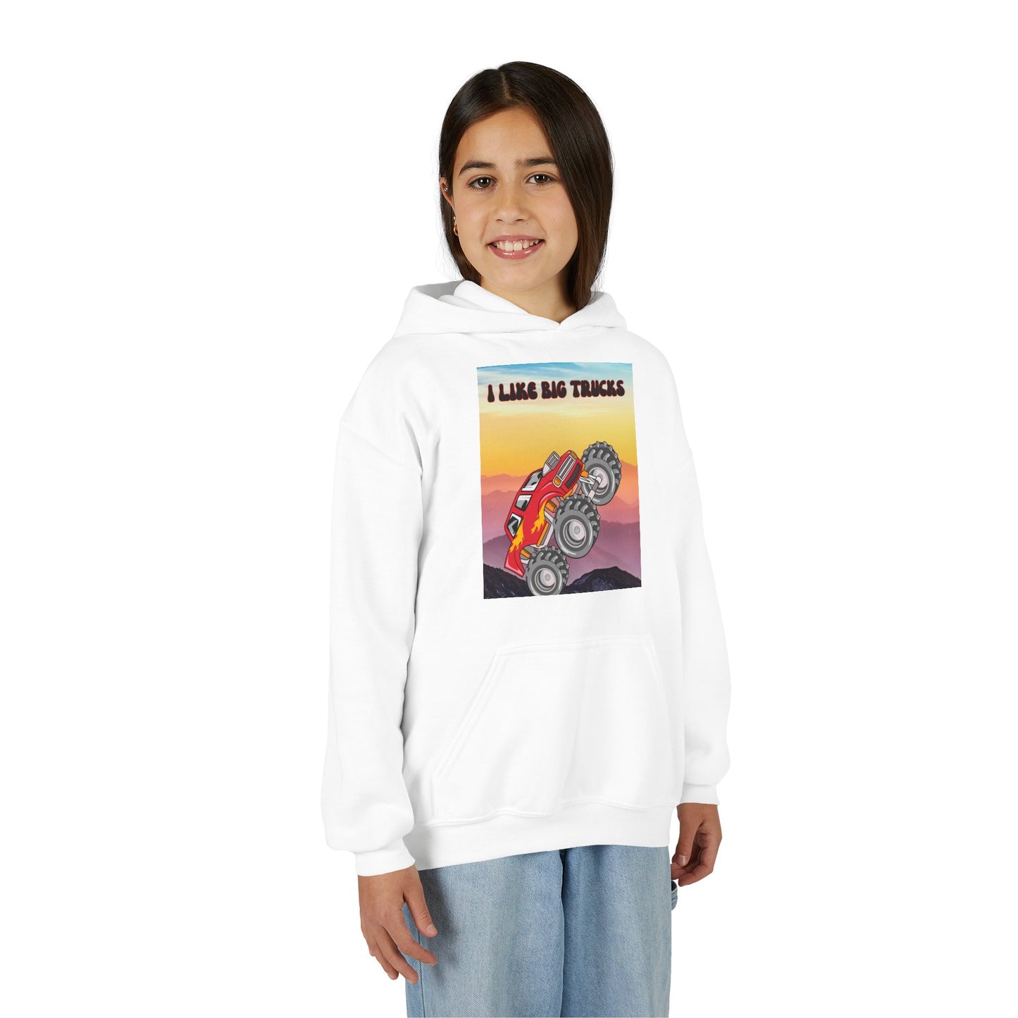Youth Hoodie — "I Like Big Trucks" Monster Truck Graphic