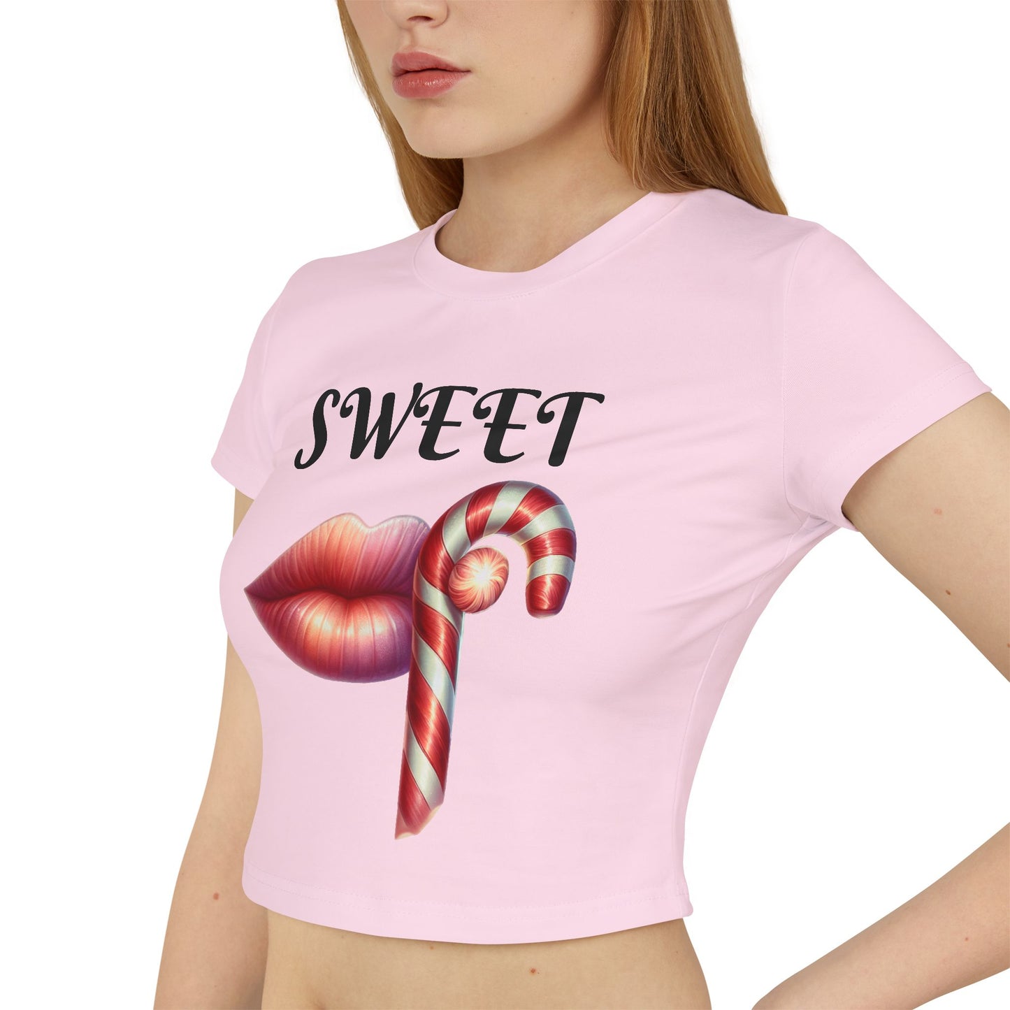 Sweet Candy Cane -Themed Women's Cropped Tee