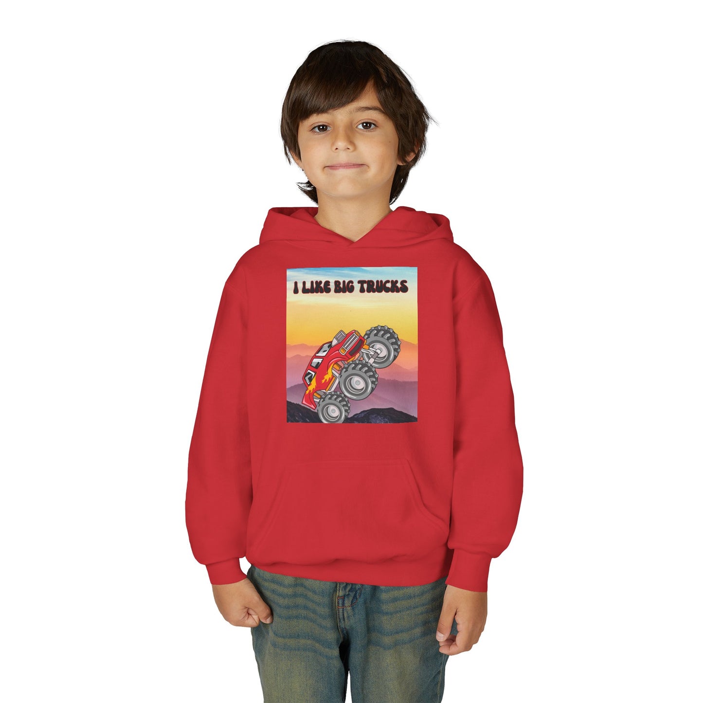 Youth Hoodie — "I Like Big Trucks" Monster Truck Graphic