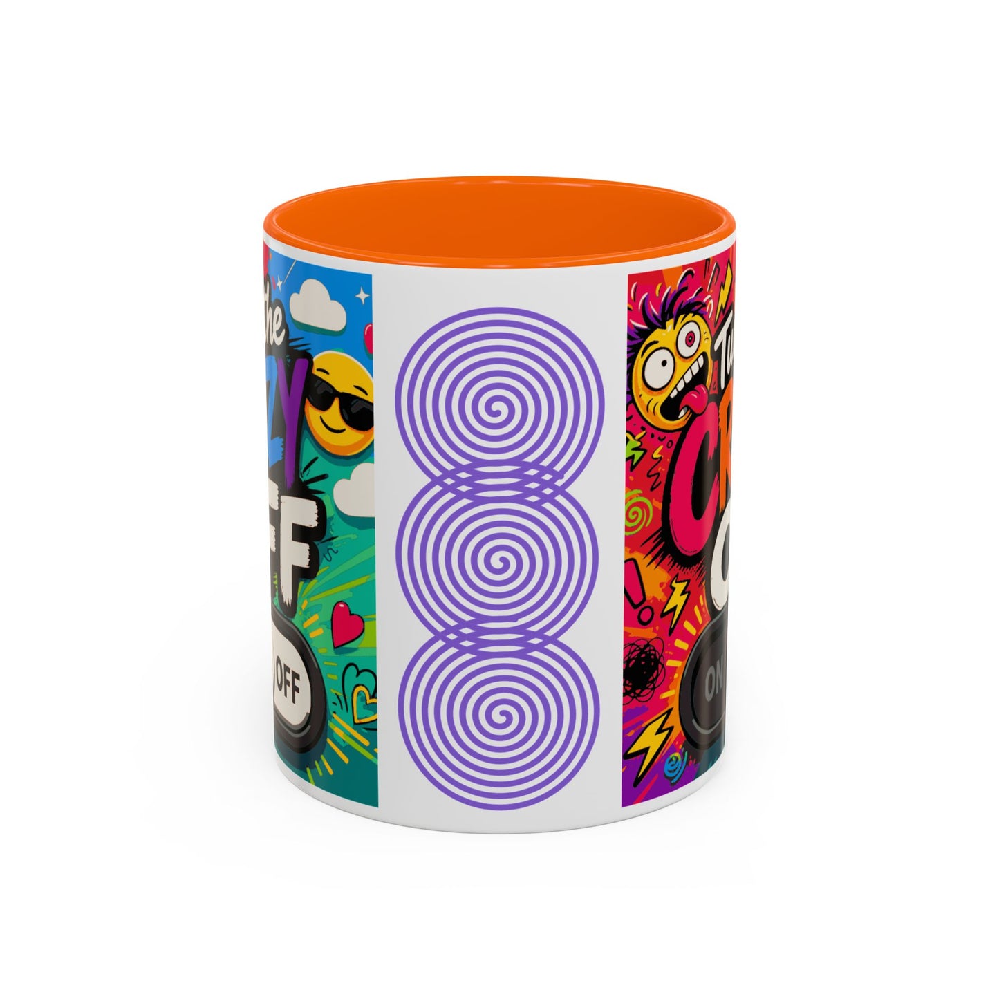 Accent Coffee Mug — "Turn the Crazy Off" Colorful Funny Ceramic Mug (11/15oz)