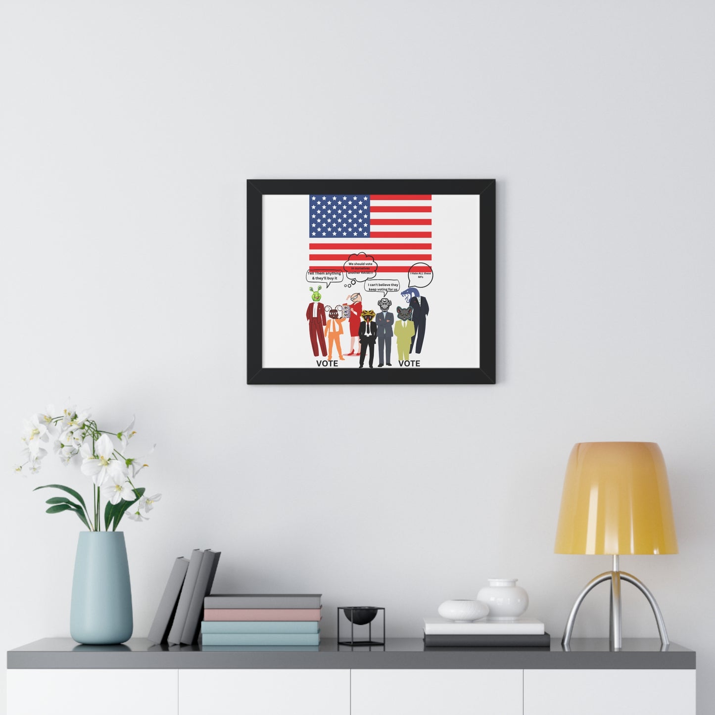 Framed Poster — Patriotic Political Cartoon "Jar of Lies" Print