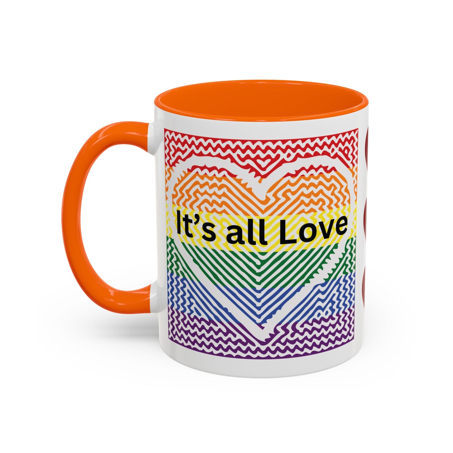 It's All Love Rainbow Heart Coffee Mug — Pride Accent Mug (11/15oz)