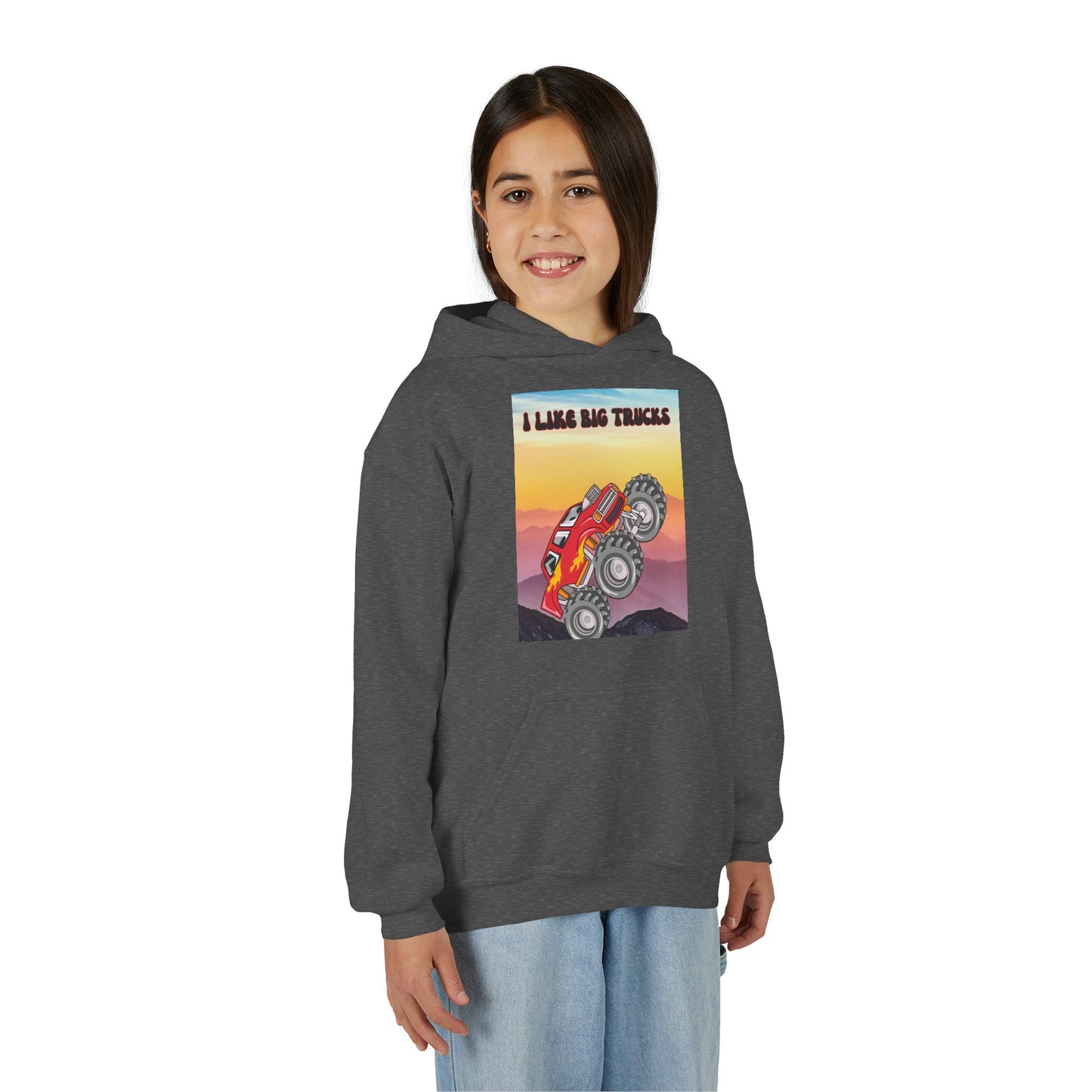 Youth Hoodie — "I Like Big Trucks" Monster Truck Graphic