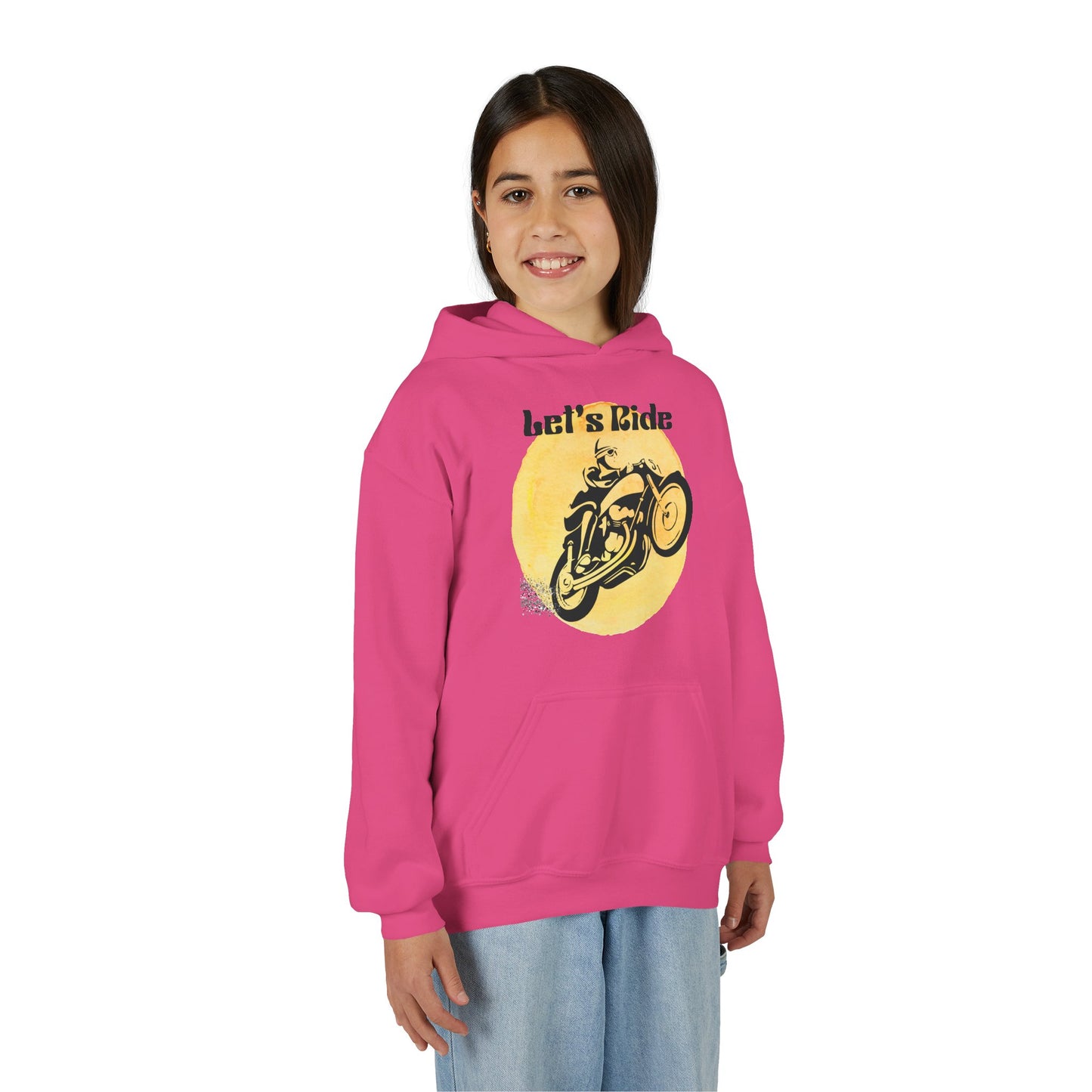 Youth Hoodie - "Let's Ride" Vintage Motorcycle Graphic