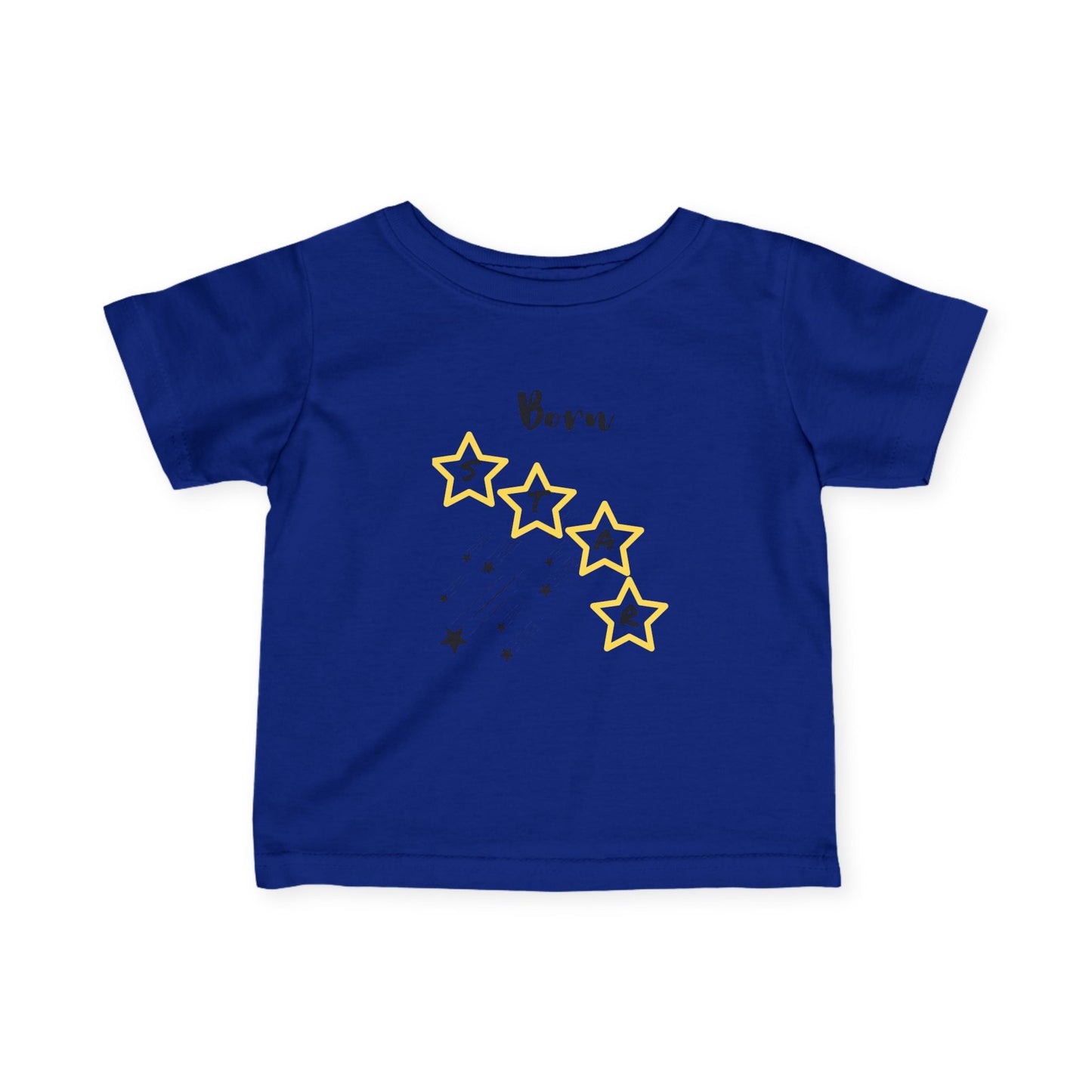 Infant Tee — "Born Star" Yellow Star Graphic Baby Shirt