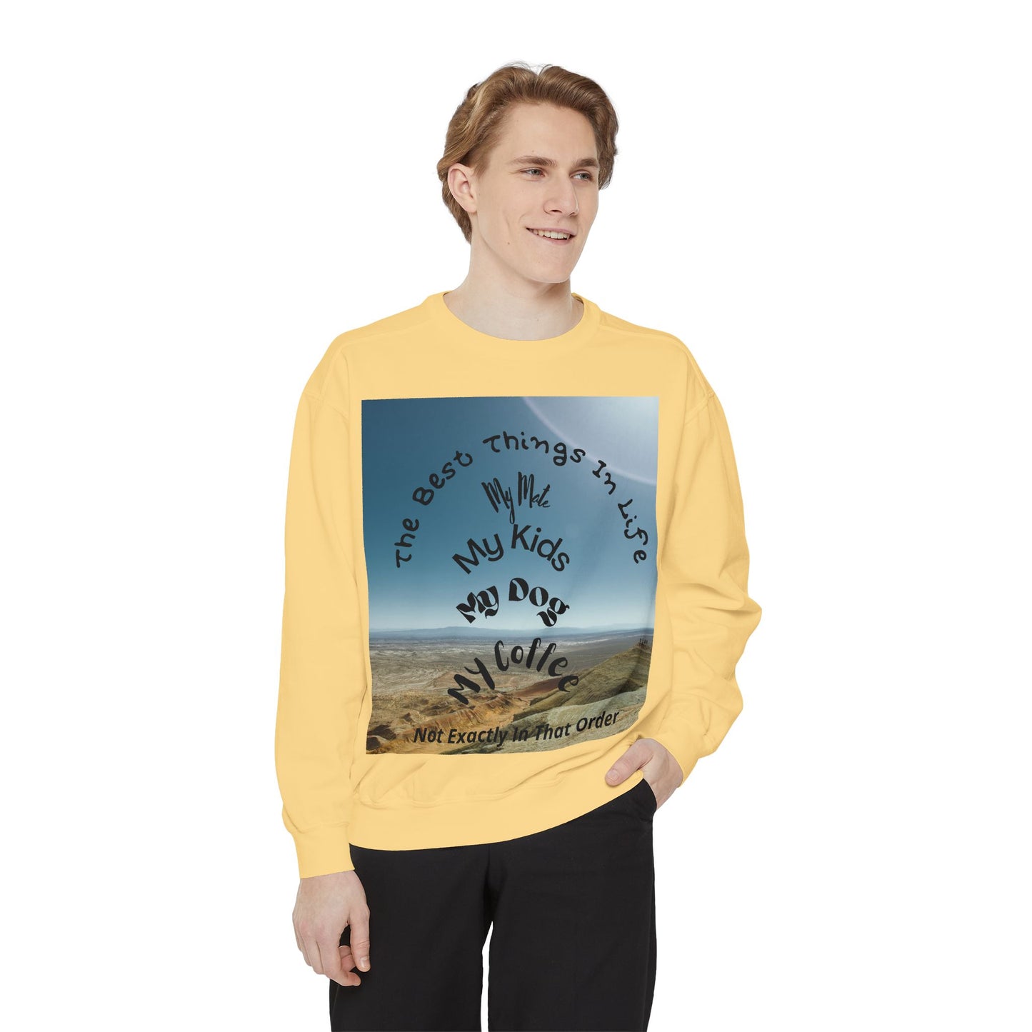 Coastal Family Vibes Sweatshirt — "The Best Things in Life" Graphic Crewneck