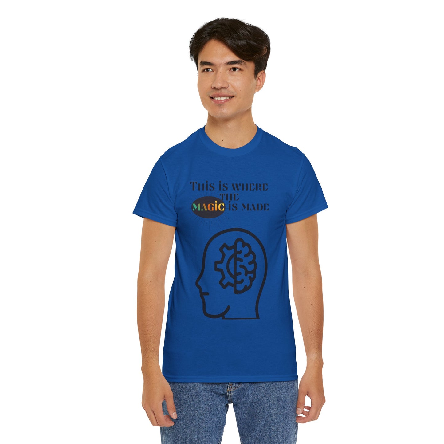Brain + Gear Tee — "This Is Where the Magic Is Made" Creative Mind T-Shirt
