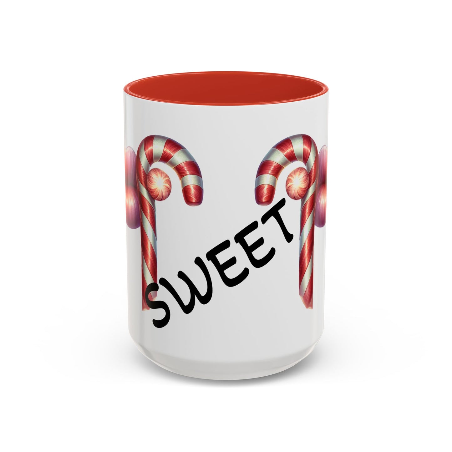 Candy Cane Kiss Accent Coffee Mug — "Sweet" Holiday Hot Cocoa Cup