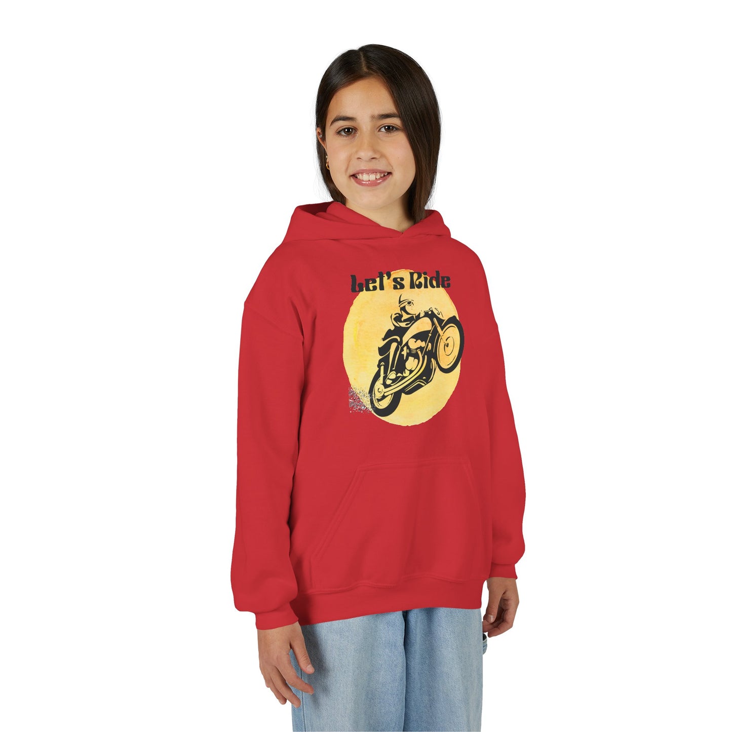 Youth Hoodie - "Let's Ride" Vintage Motorcycle Graphic