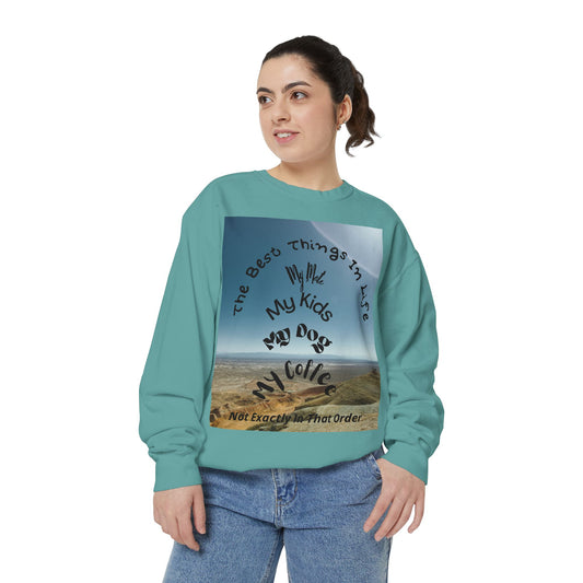 Coastal Family Vibes Sweatshirt — "The Best Things in Life" Graphic Crewneck
