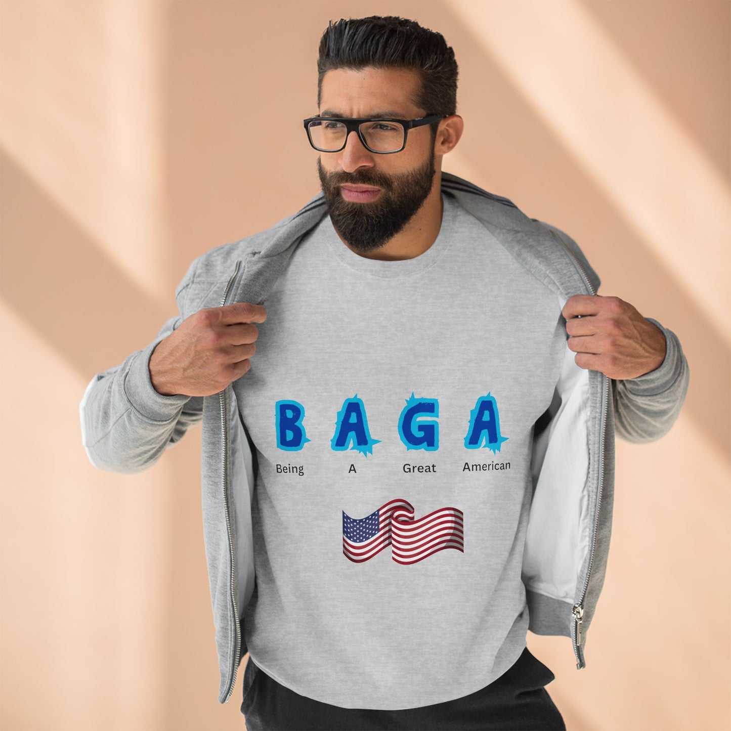 B-A-G-A: Patriotic Crewneck Sweatshirt - Great American Flag Design