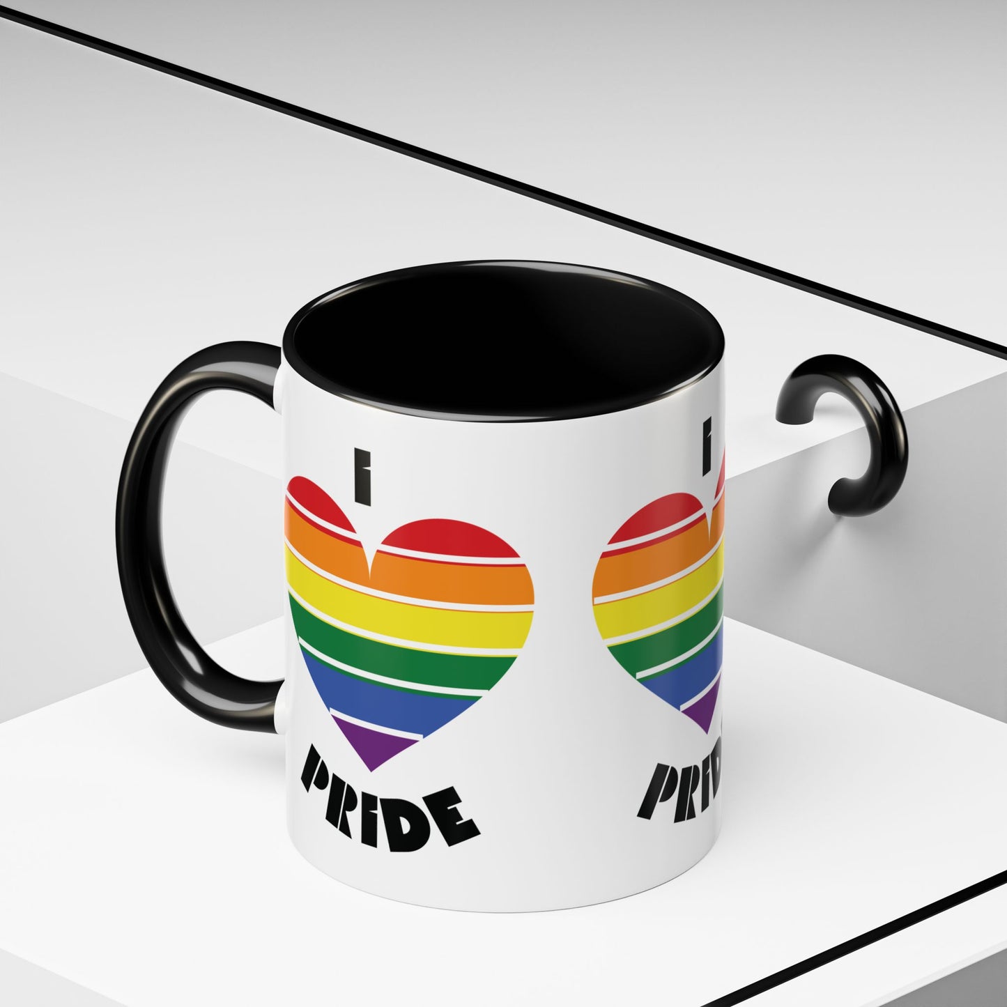 I Heart Pride Accent Coffee Mug – Rainbow Love 11/15oz