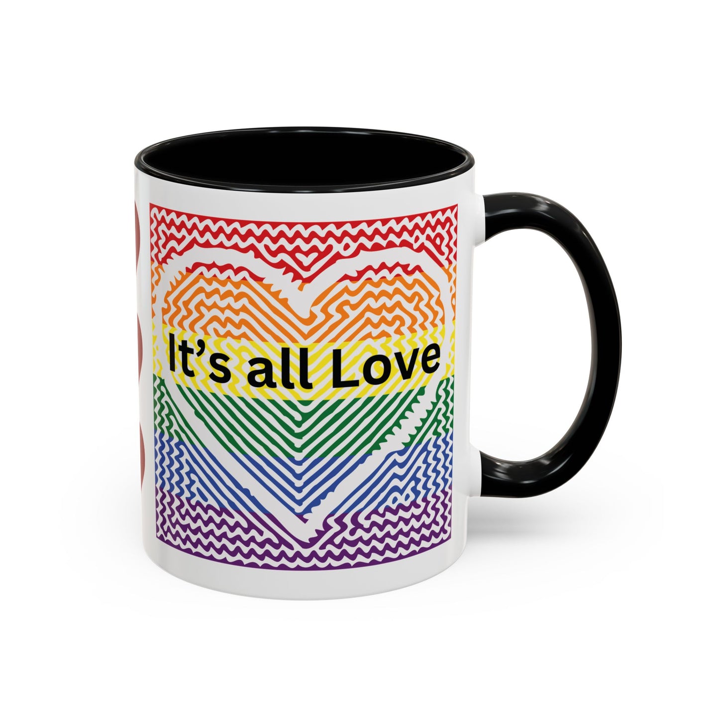 It's All Love Rainbow Heart Coffee Mug — Pride Accent Mug (11/15oz)