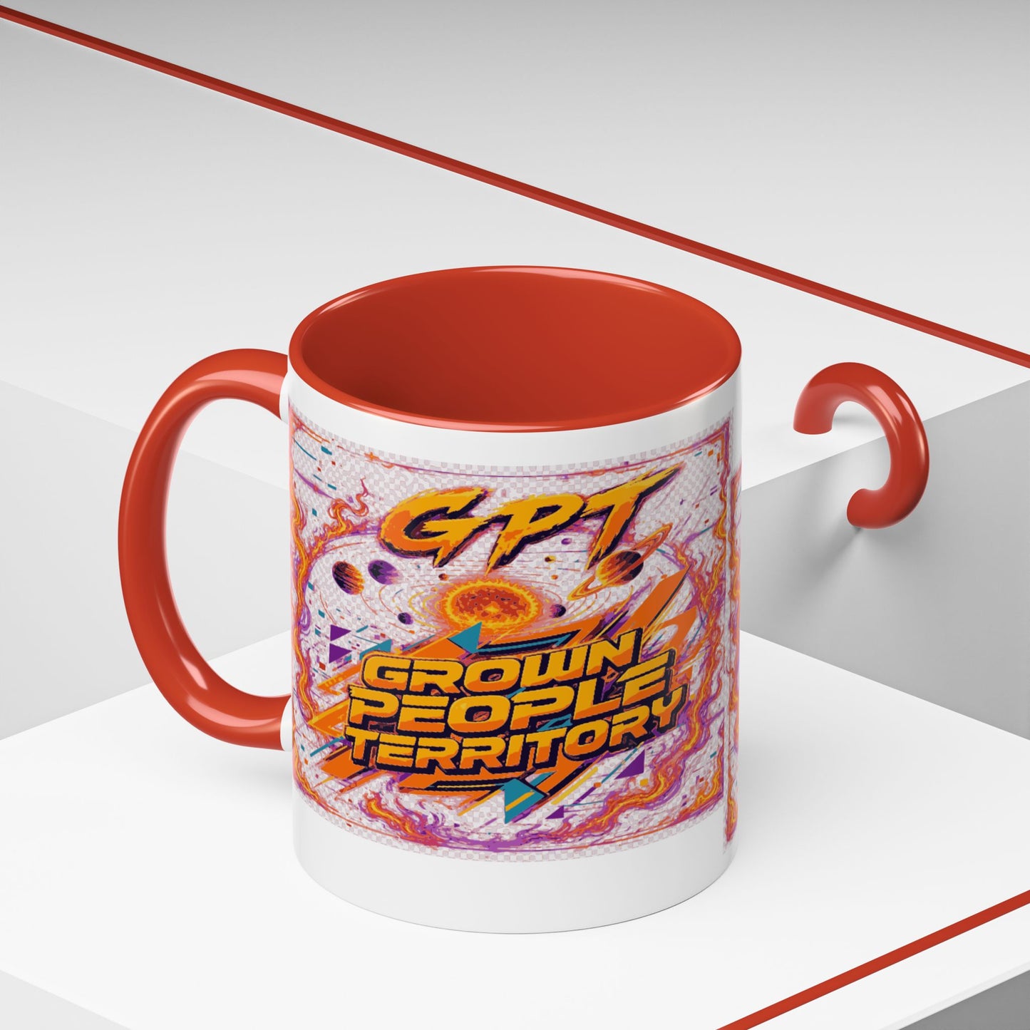 Accent Coffee Mug — "GPT: Grown People Territory" Bold Graphic Coffee Cup