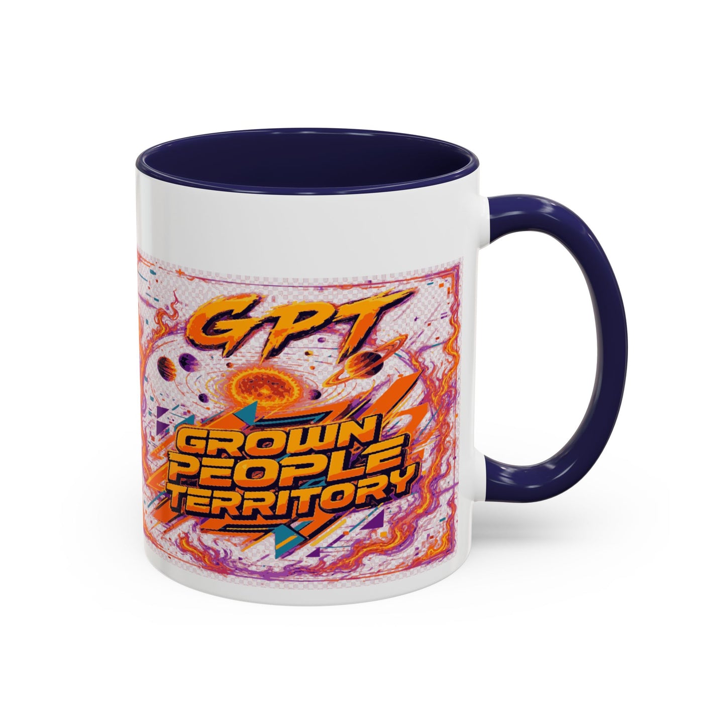 Accent Coffee Mug — "GPT: Grown People Territory" Bold Graphic Coffee Cup