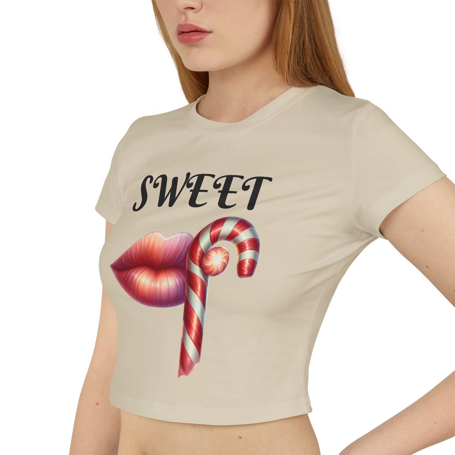 Sweet Candy Cane -Themed Women's Cropped Tee