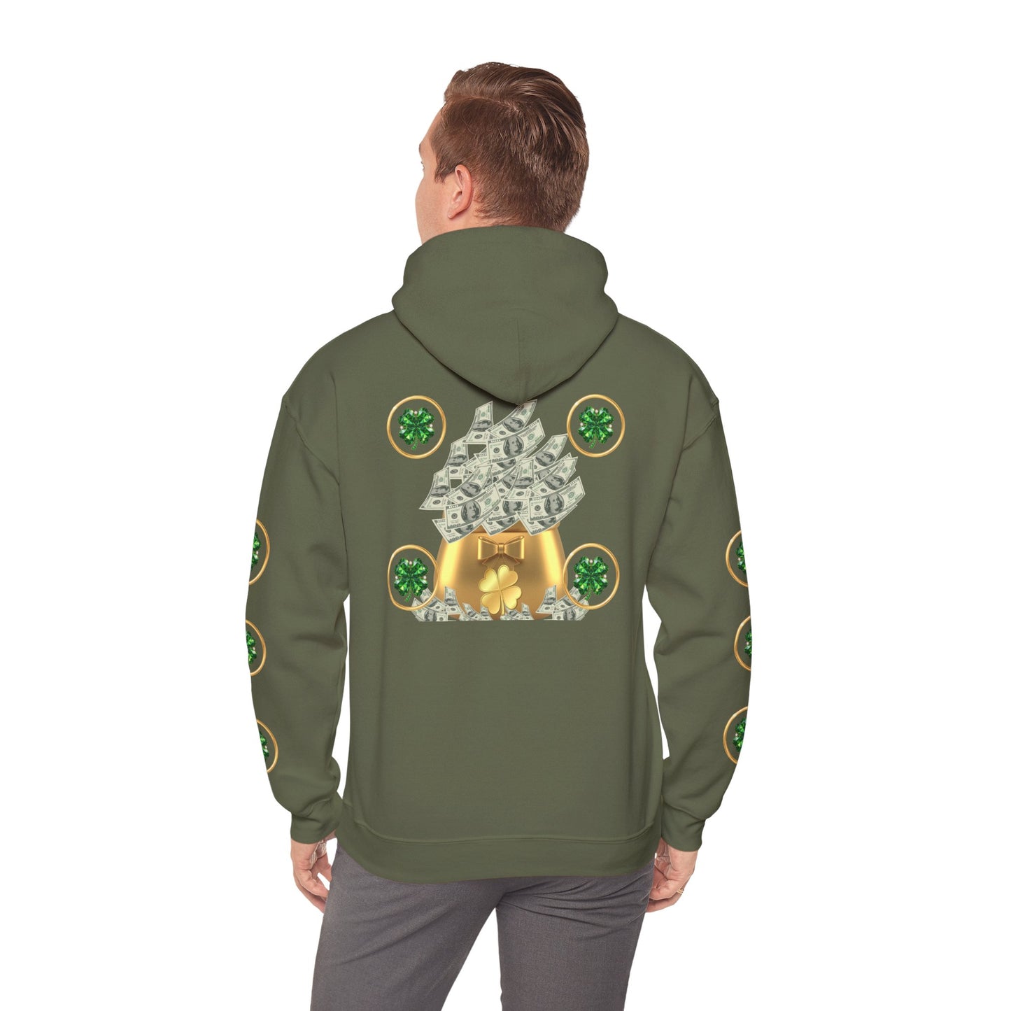 St. Patrick’s Day Lucky Pot Hoodie — Gold Pot of Money Shamrock Sweatshirt