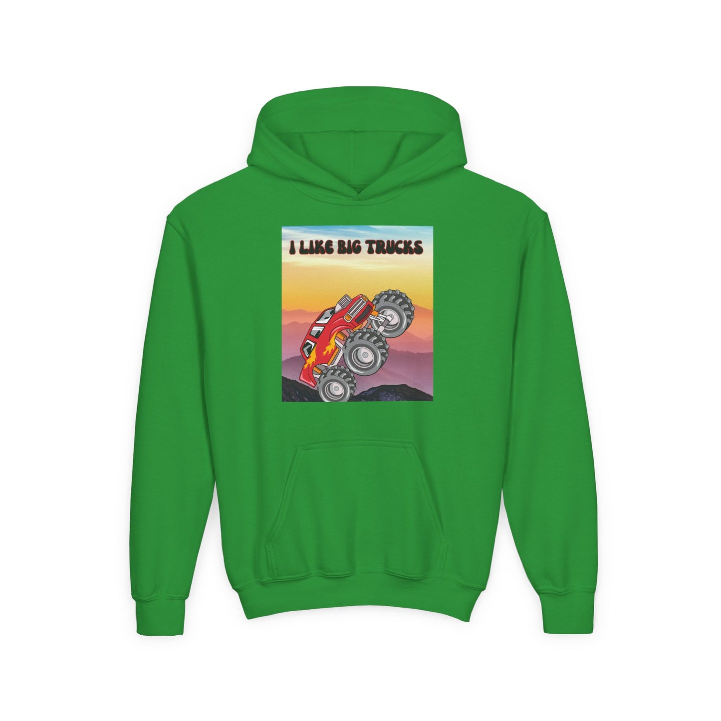 Youth Hoodie — "I Like Big Trucks" Monster Truck Graphic