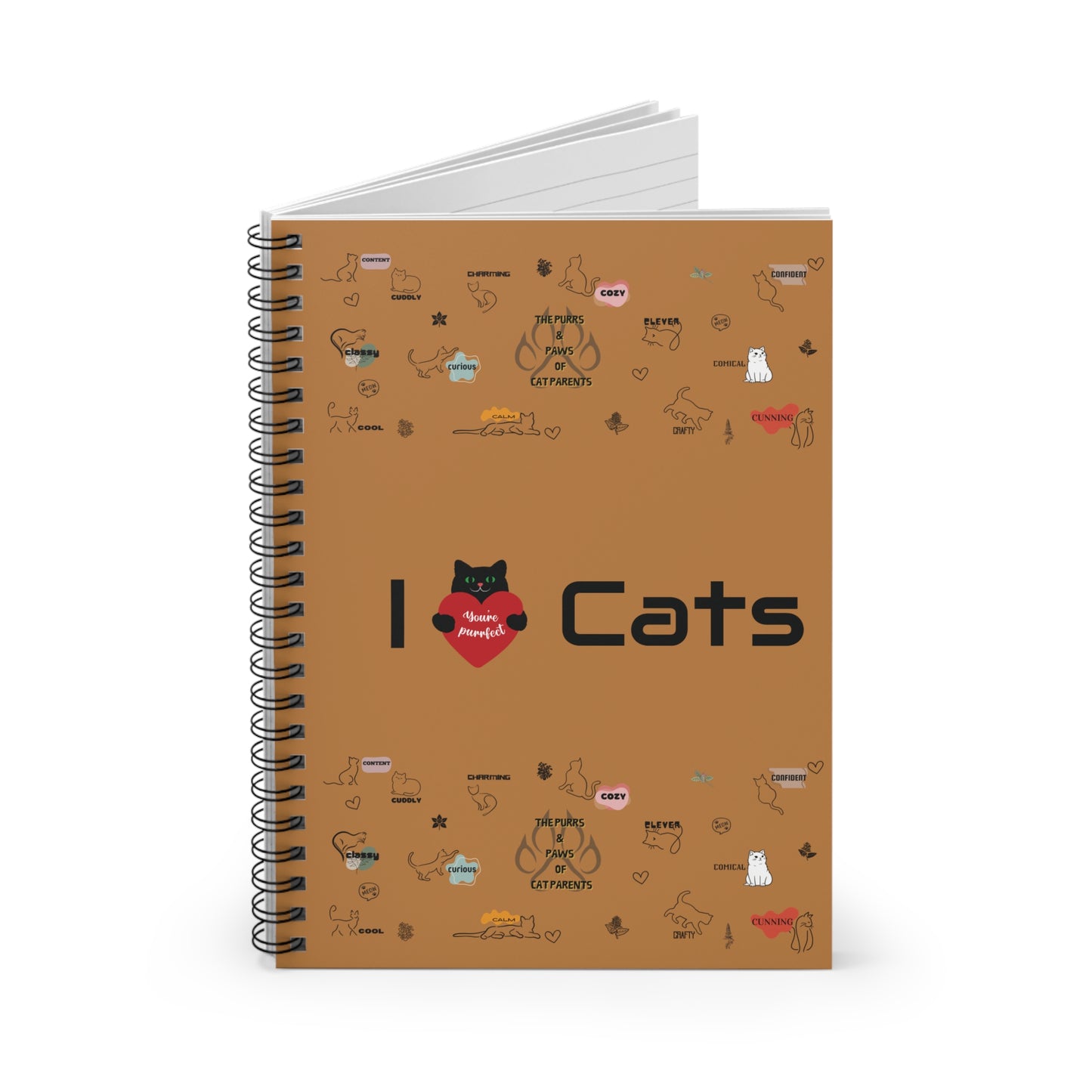 "I Love Cats" Spiral Notebook - Cute Cat Lover's Journal with Ruled Lines