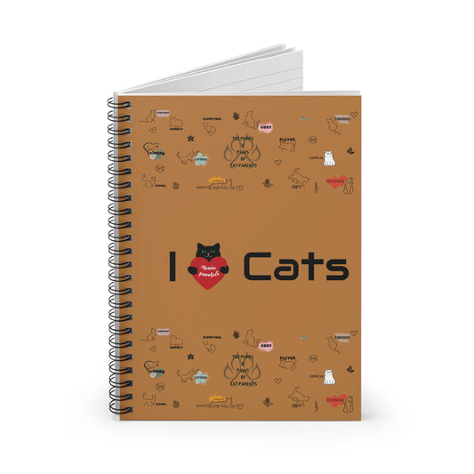 "I Love Cats" Spiral Notebook - Cute Cat Lover's Journal with Ruled Lines