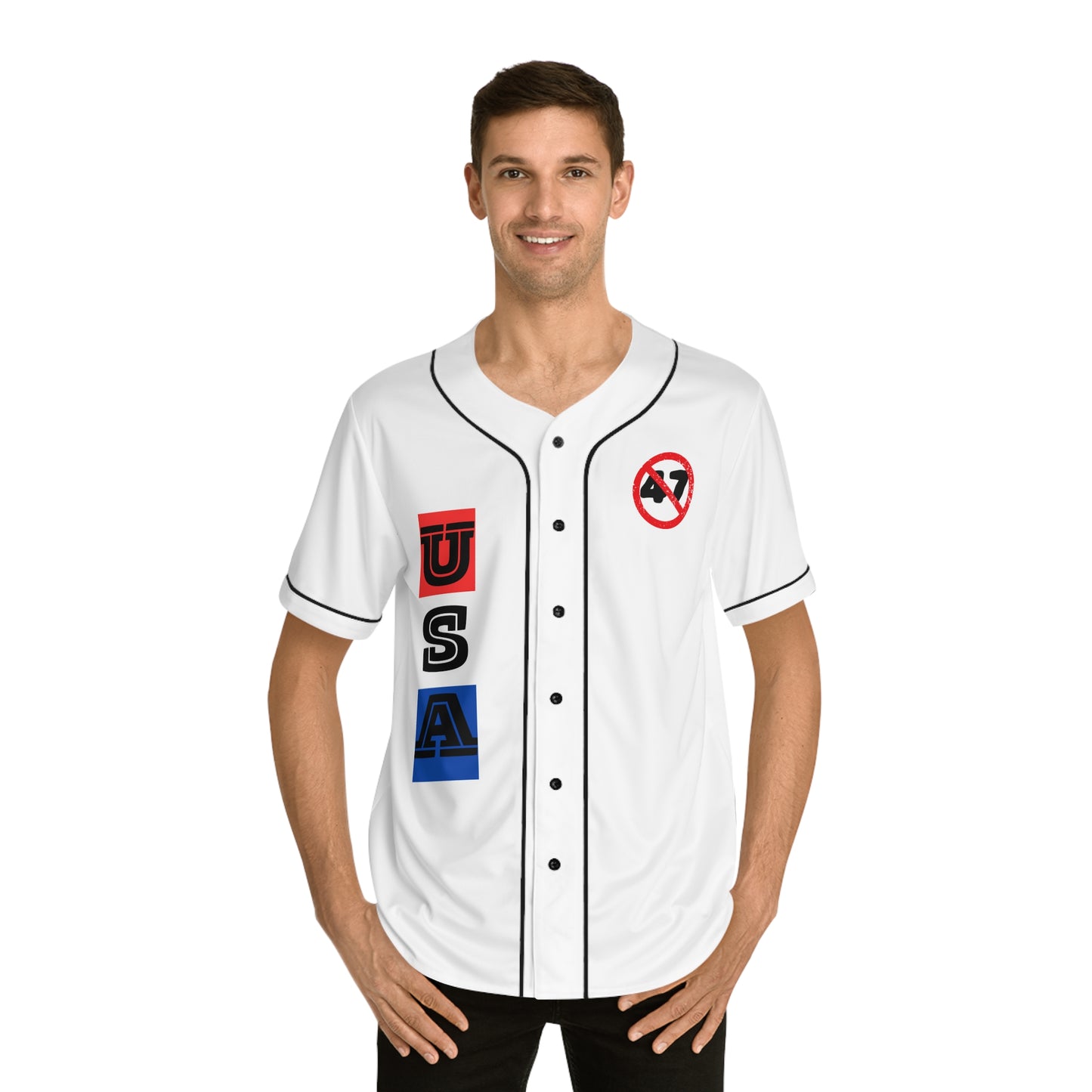 Men's Baseball Jersey - American Flag & Two-Faced Don the Con - #47