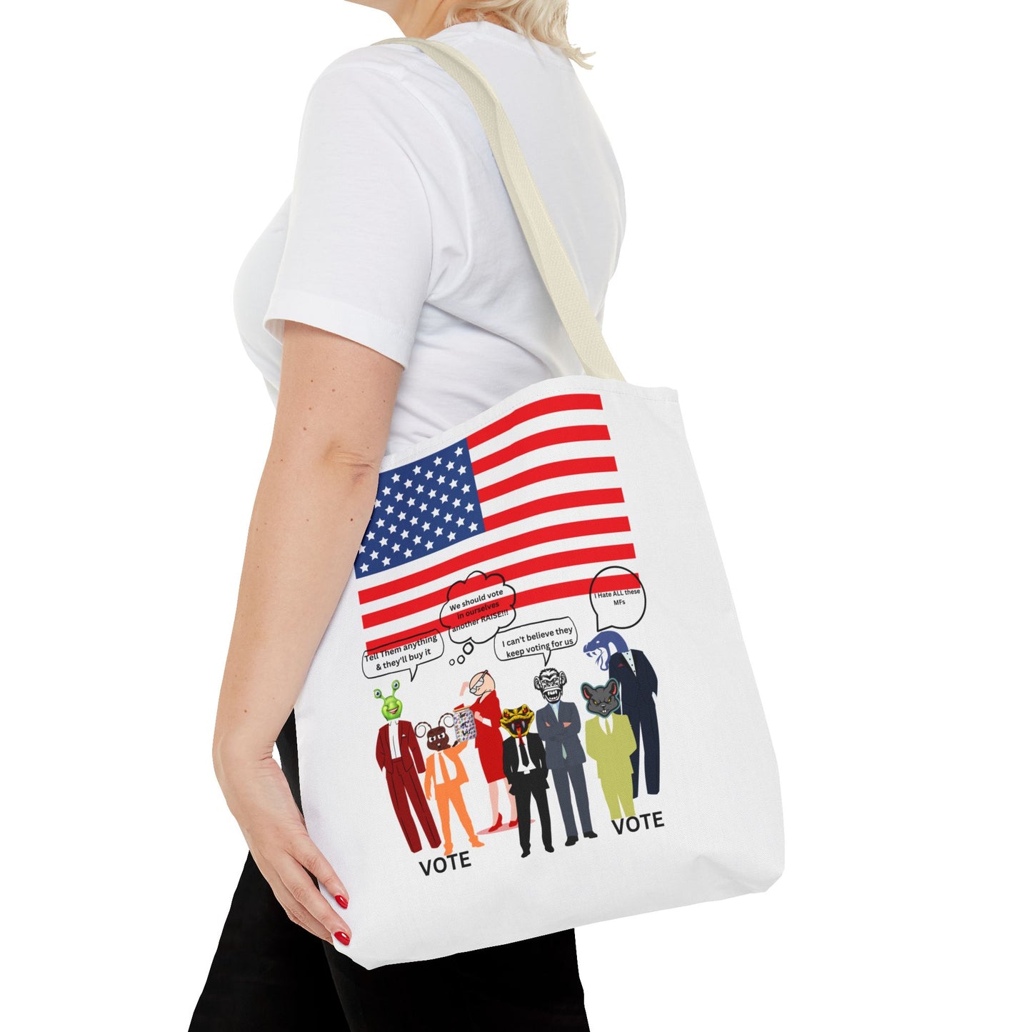 Patriotic Vote Tote Bag, Eco-Friendly Shopping Bag, Political Campaign Merchandise, Election Day Gift, USA Flag Design