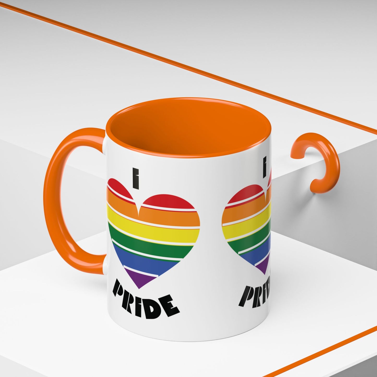 I Heart Pride Accent Coffee Mug – Rainbow Love 11/15oz