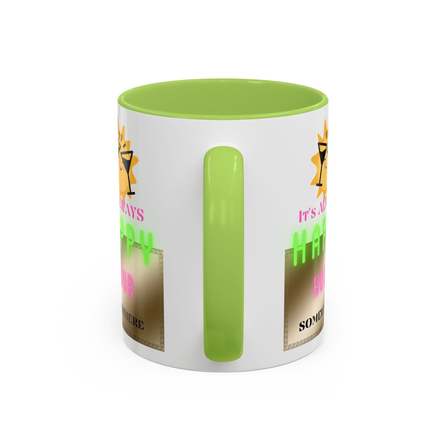 Coffee Mug — "It's Always Happy Hour Somewhere" Neon Sun Cocktail Accent Mug