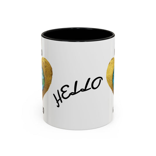 Hello World Coffee Mug — Heart Globe Accent 11oz