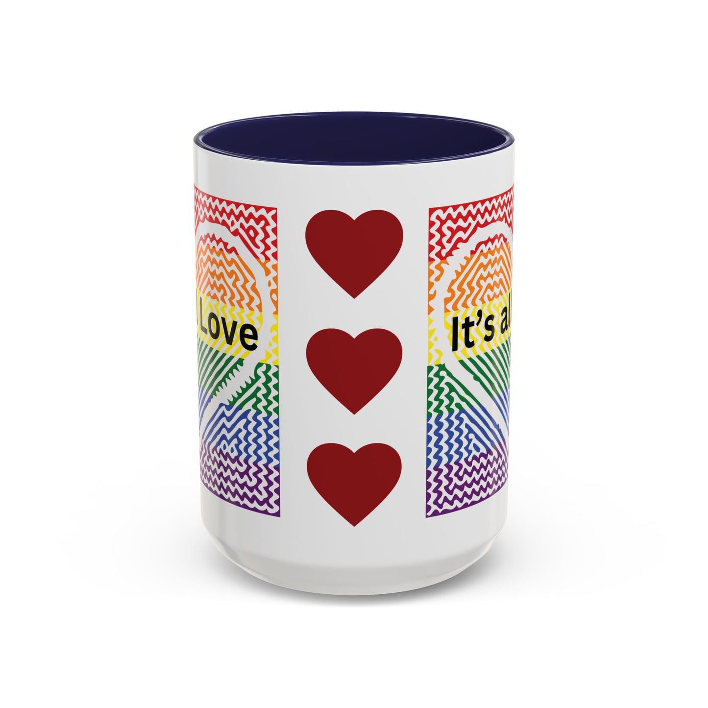 It's All Love Rainbow Heart Coffee Mug — Pride Accent Mug (11/15oz)