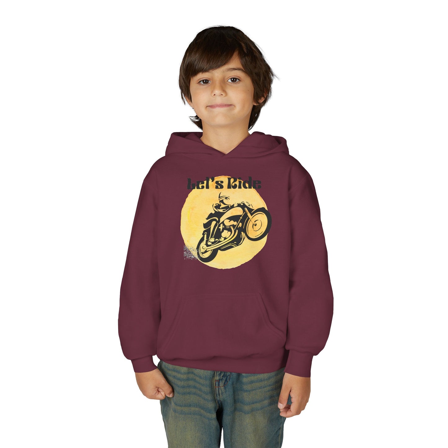 Youth Hoodie - "Let's Ride" Vintage Motorcycle Graphic